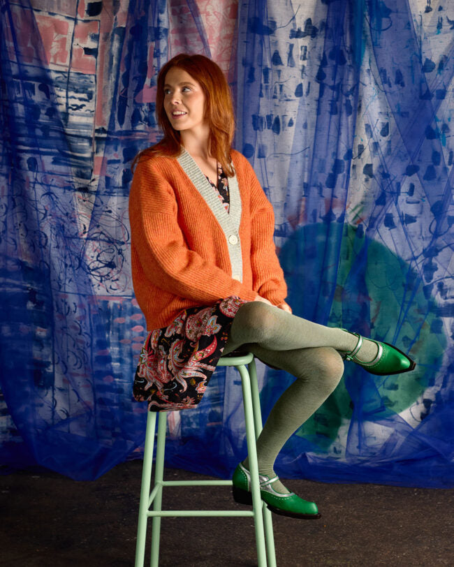 Tightology Geo Merino Wool Tights in Sage