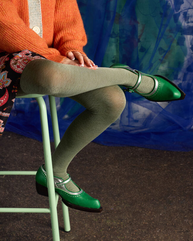 Tightology Geo Merino Wool Tights in Sage
