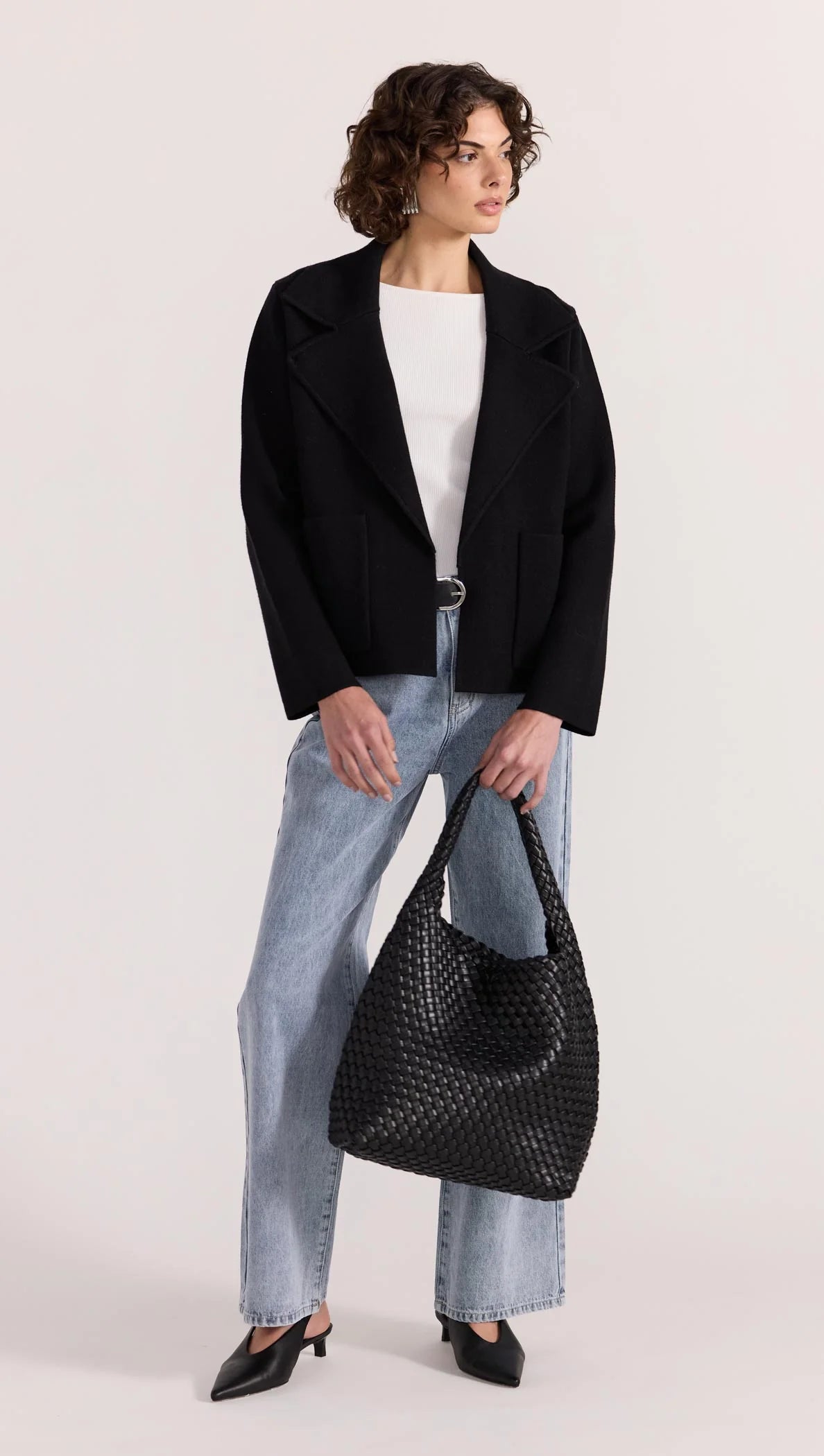 Staple the Label Aiden Crop Coatigan in Black