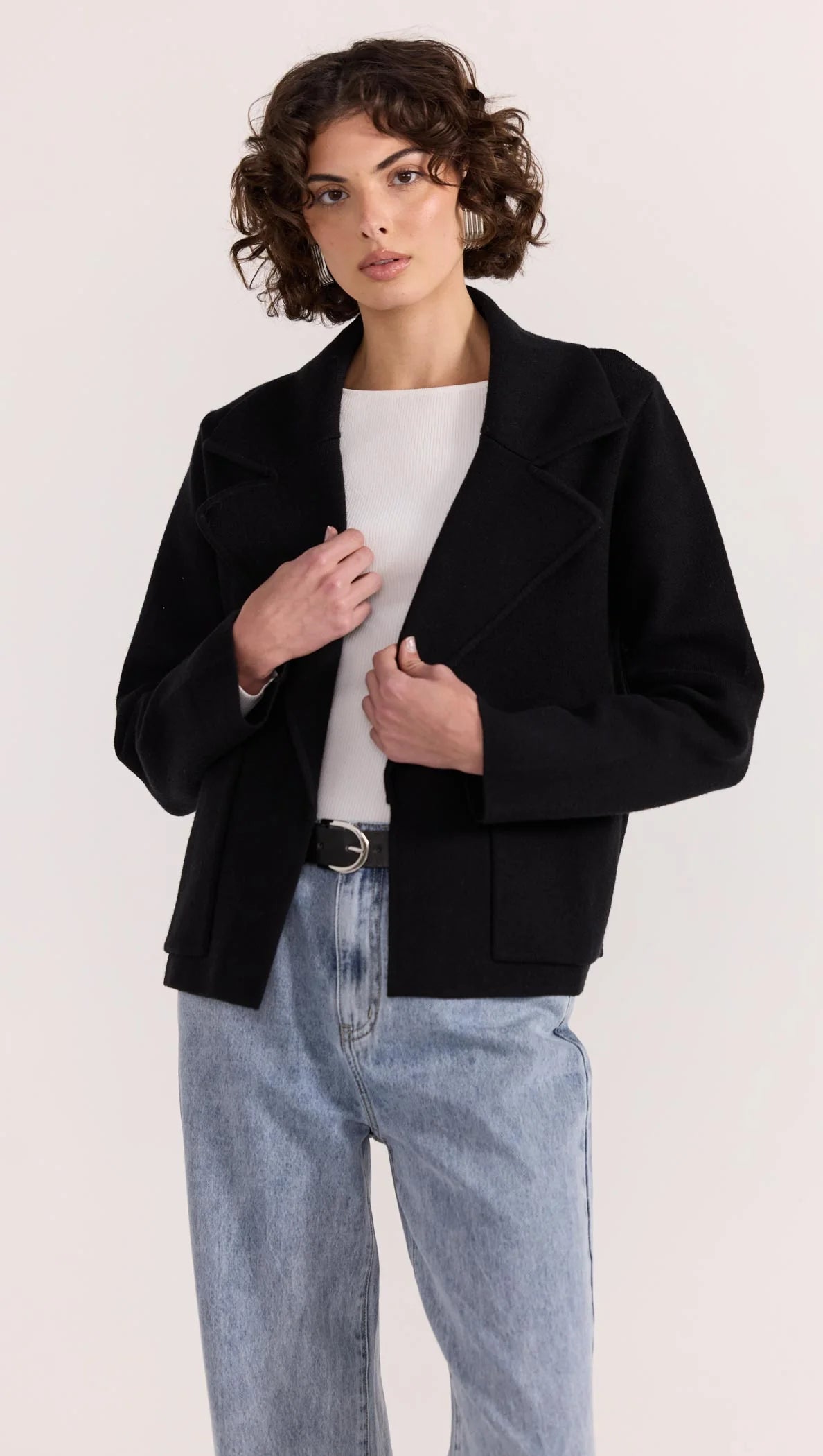 Staple the Label Aiden Crop Coatigan in Black