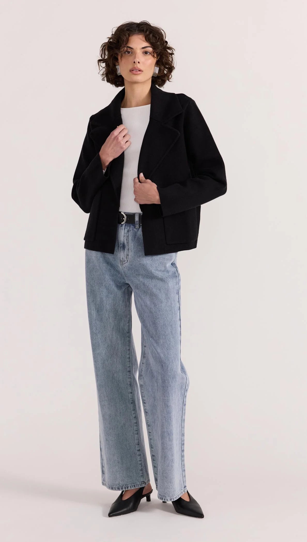 Staple the Label Aiden Crop Coatigan in Black