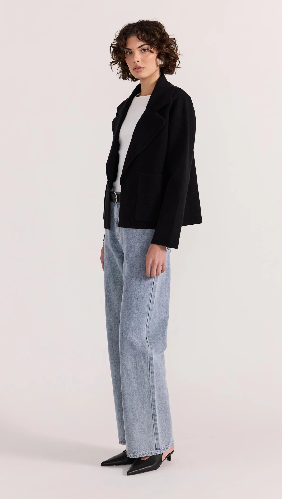 Staple the Label Aiden Crop Coatigan in Black