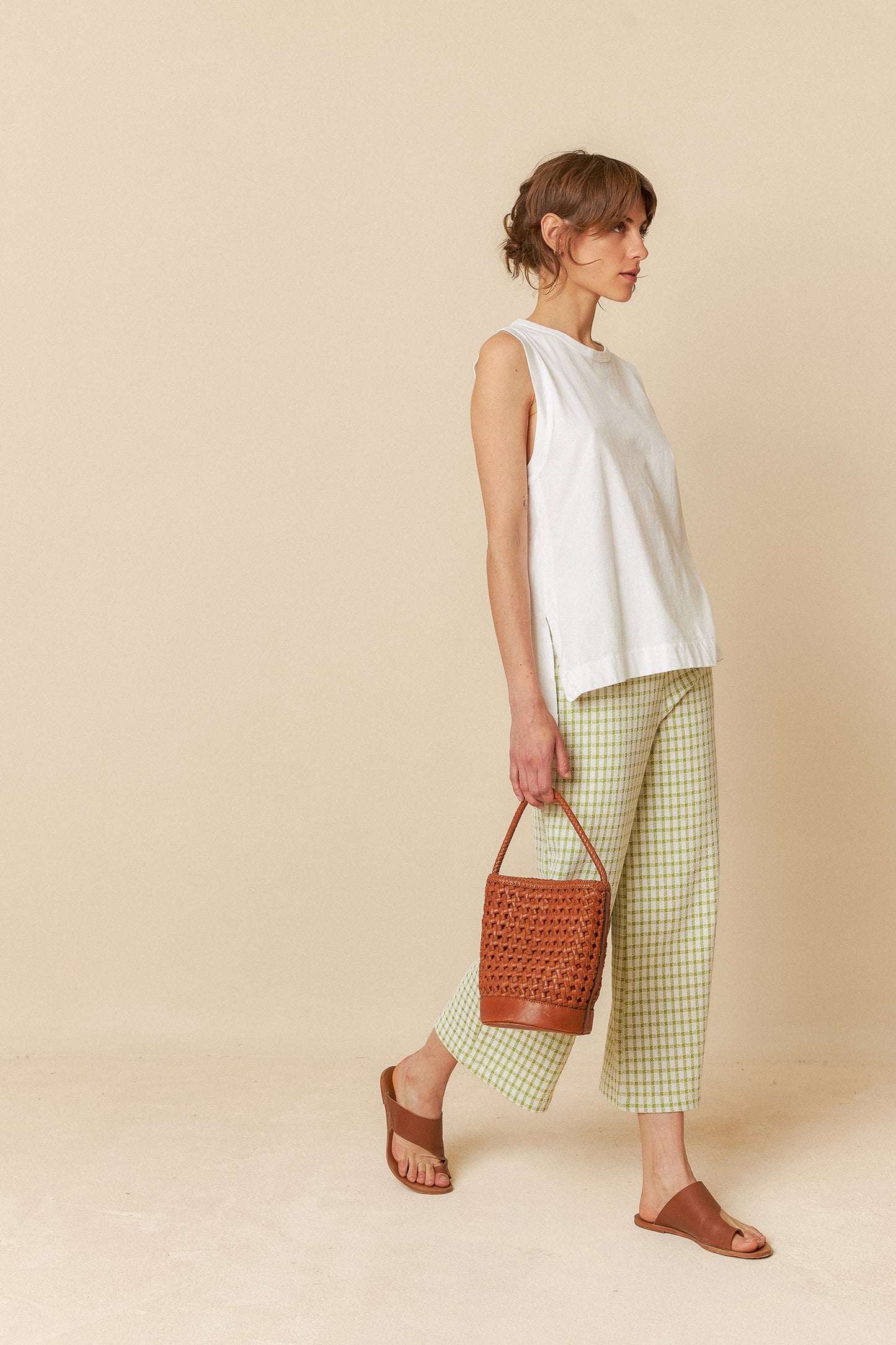Indi and Cold James Pants in Pistachio Check