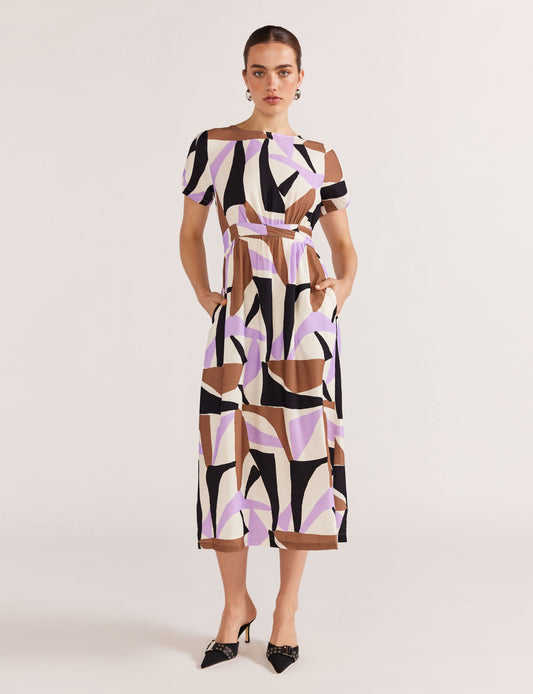 Staple the Label Evoke Midi Dress in Abstract Geo Print
