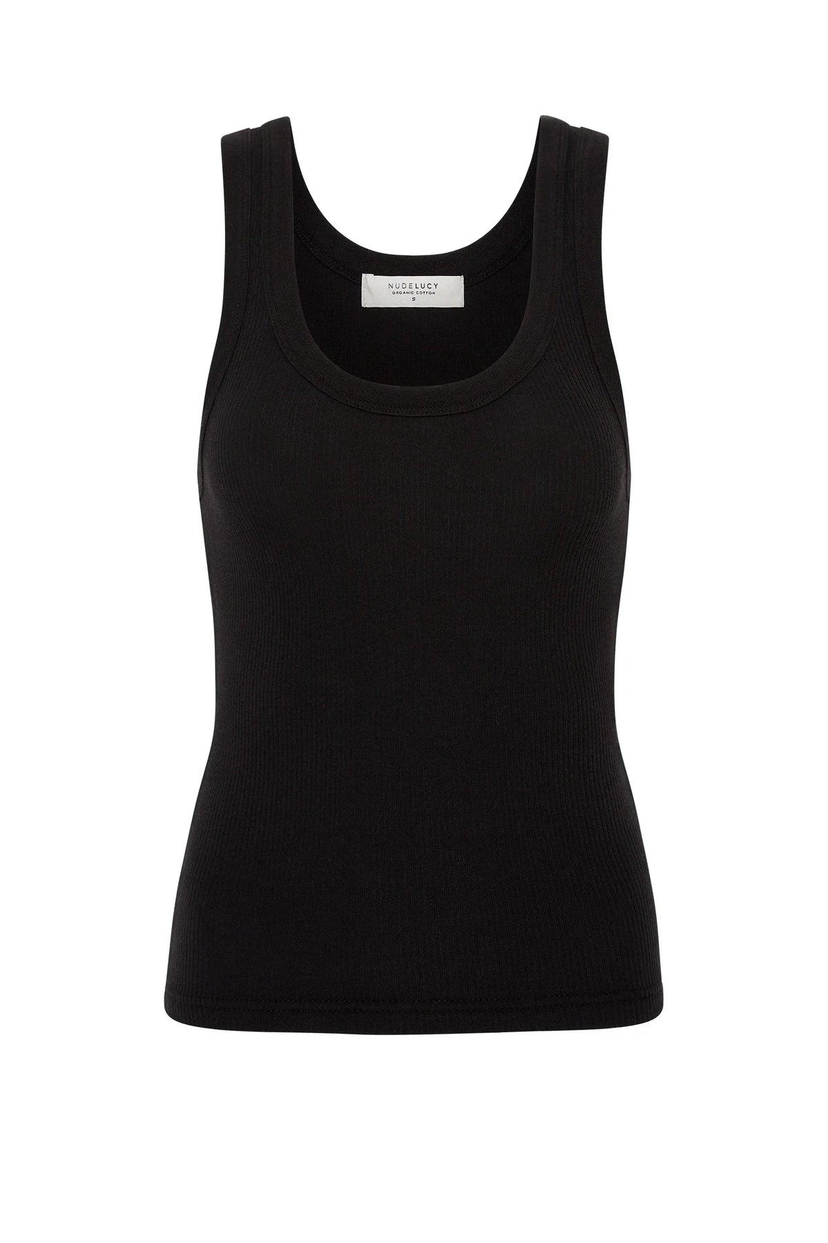Nude Lucy Organic Rib Singlet in black