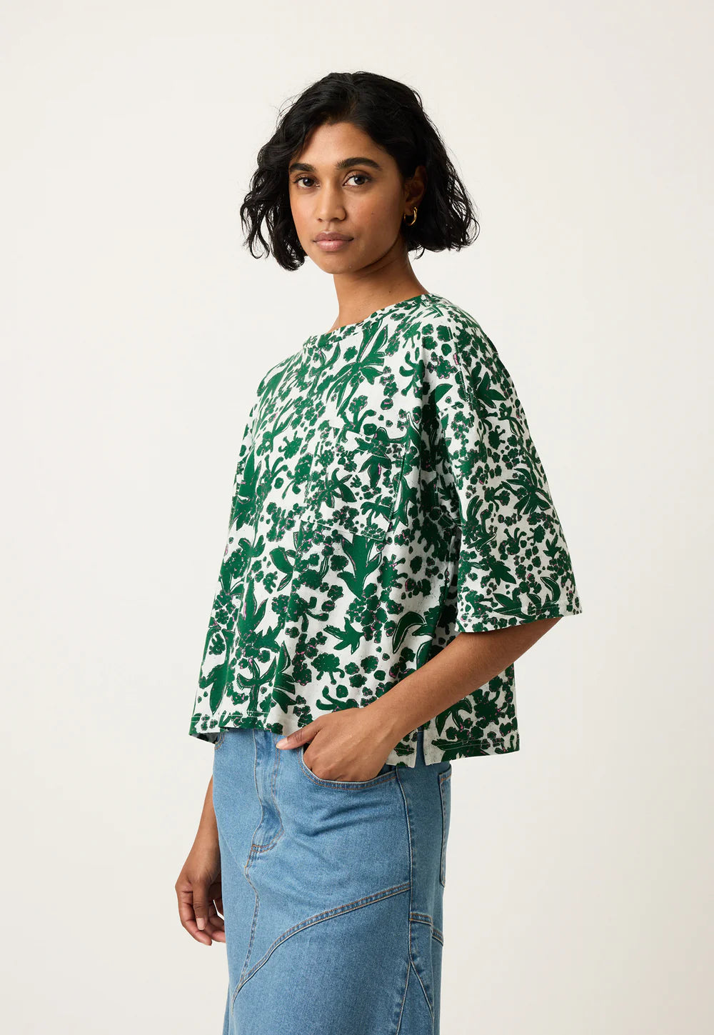 Nancybird Tasmin Boxy Tee in Parsley