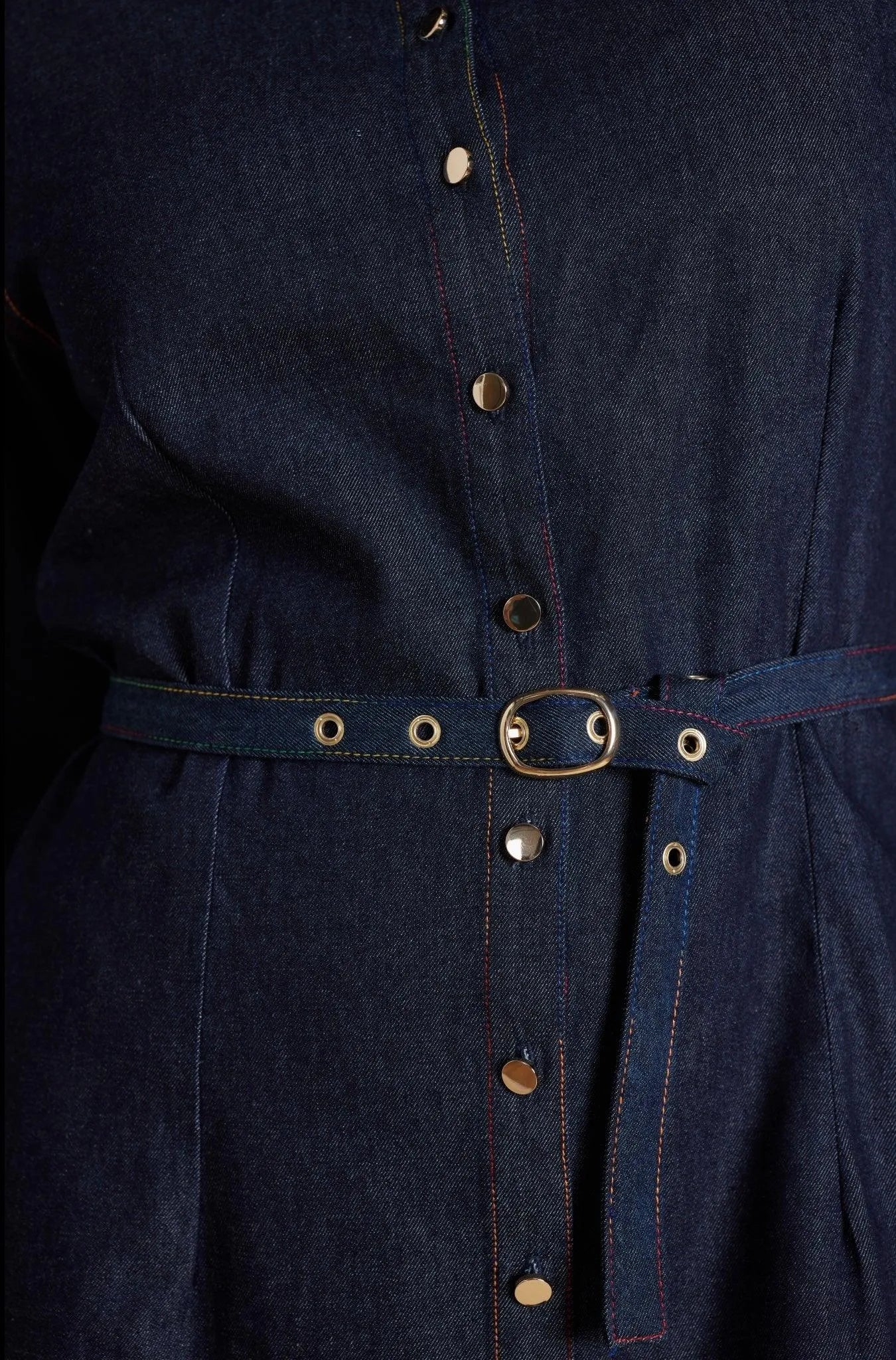 Alessandra Rainbow Tess Dress in Indigo - the tartan fox