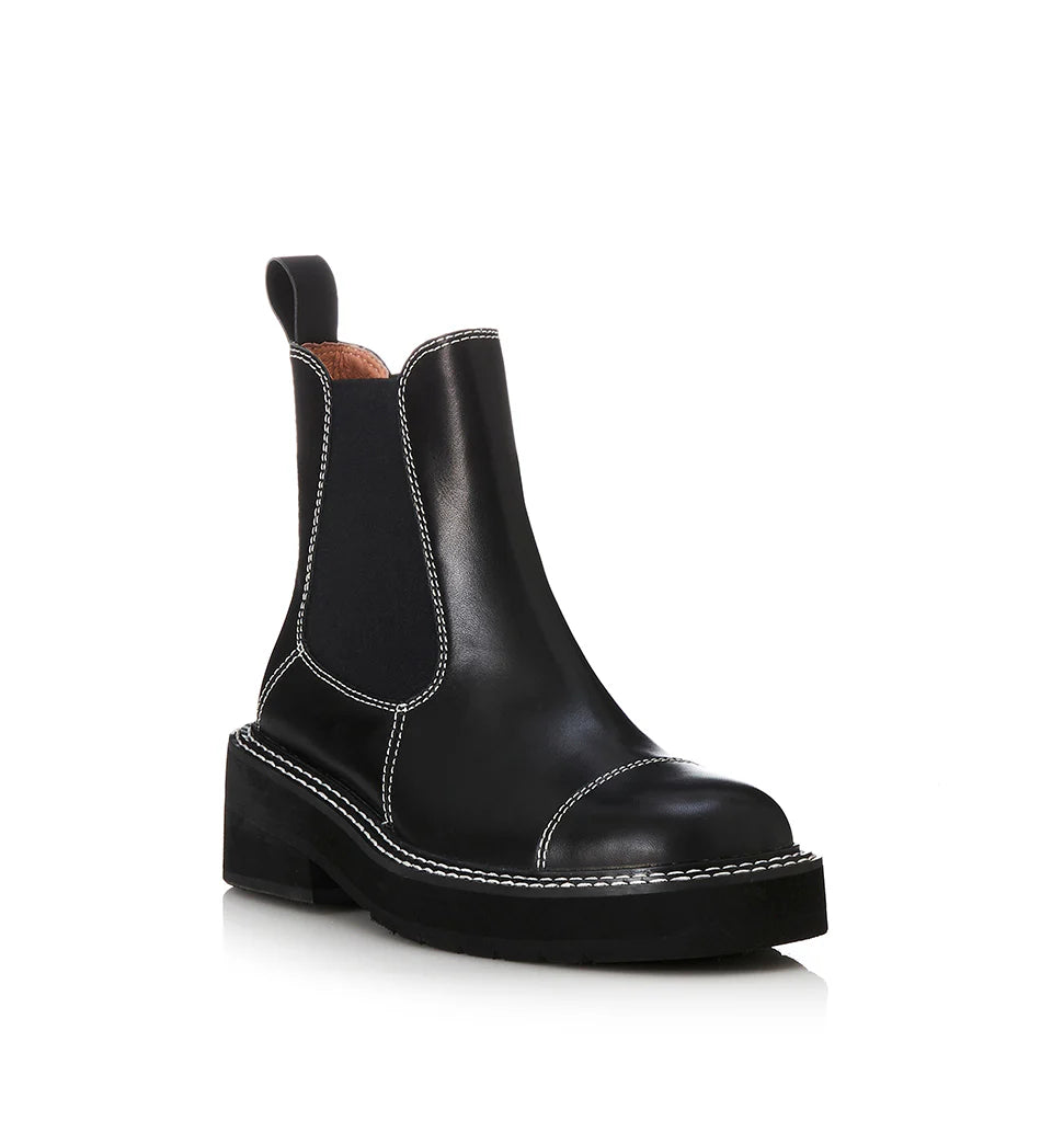Alias Mae Ebony Chelsea Boot in Black Leather - the tartan fox