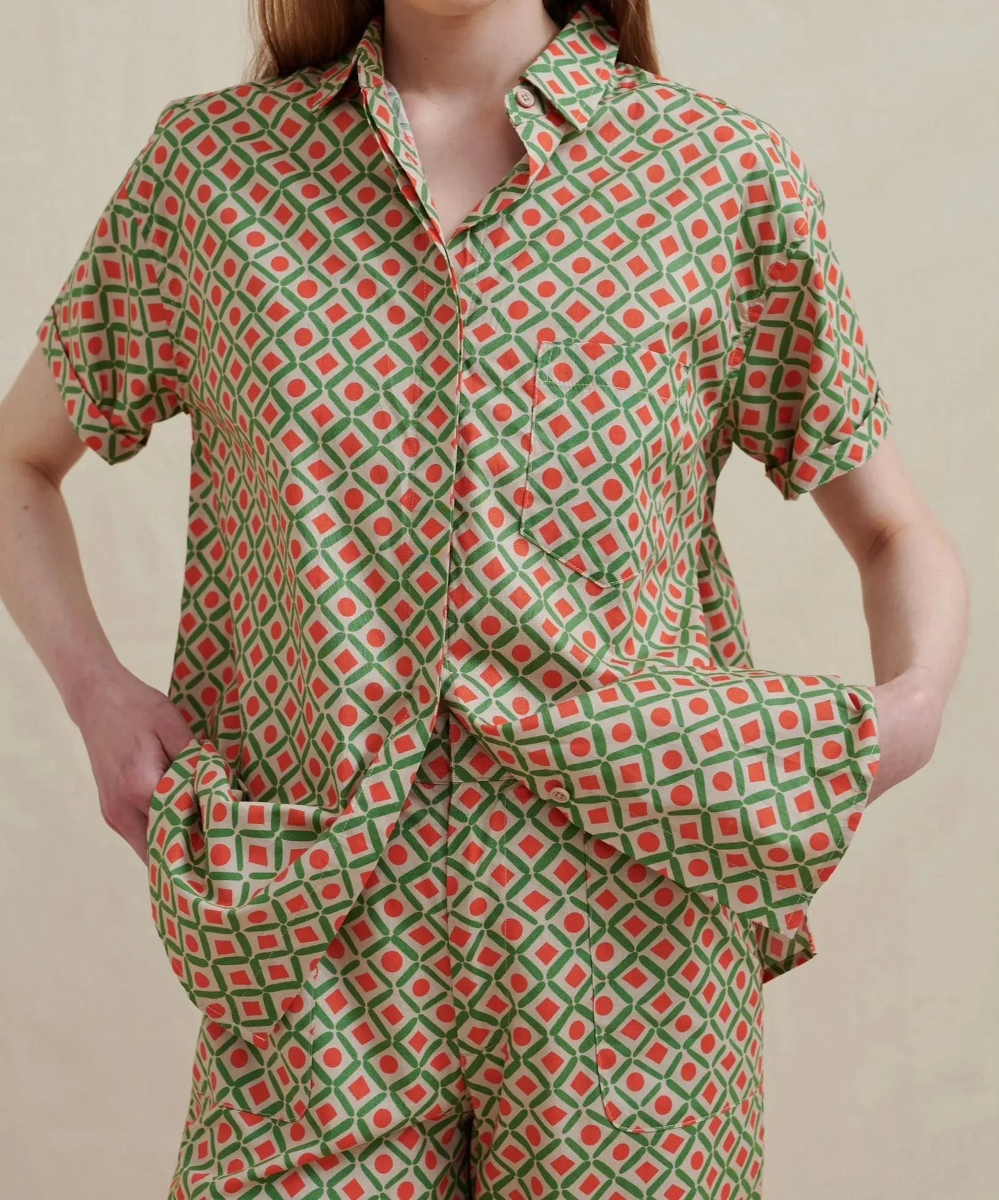 Analia Rowland Straight Leg Pant in Orange Geo - the tartan fox