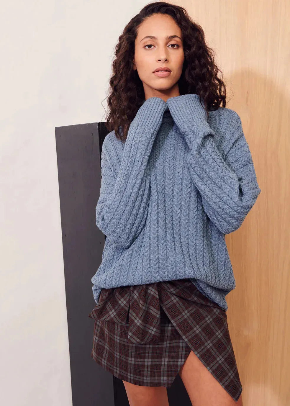 Apartment Clothing Dara Cable Knit in Blue - the tartan fox
