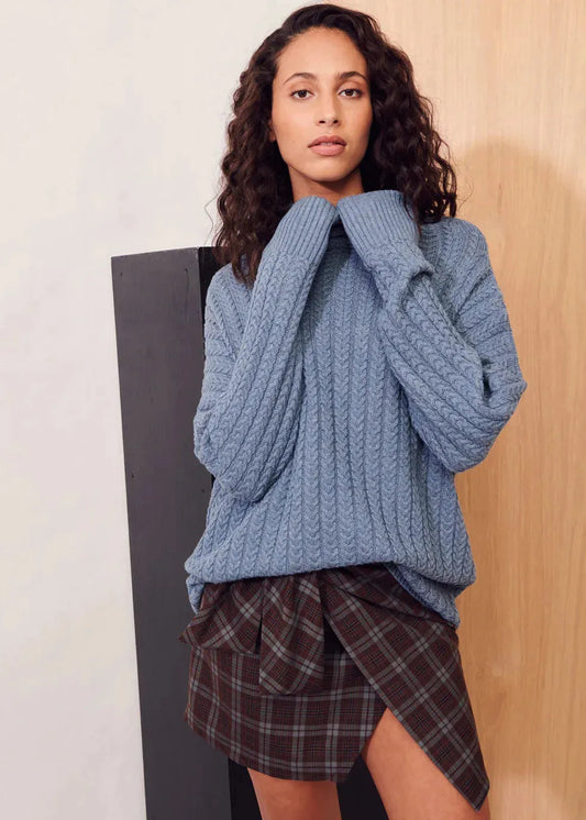 Apartment Clothing Dara Cable Knit in Blue - the tartan fox