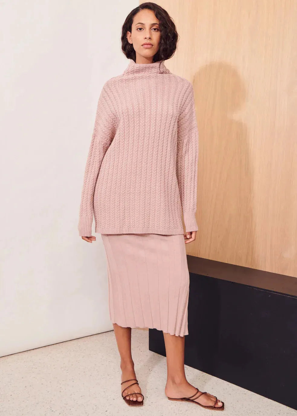 Apartment Clothing Dara Cable Knit in Blush - the tartan fox