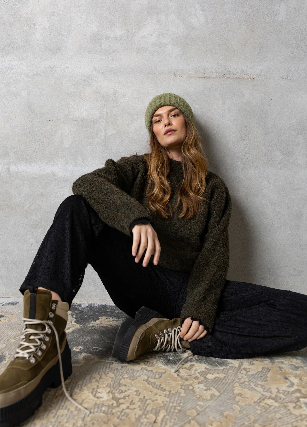 CC Heart Amaya Knit Sweater in Army - the tartan fox