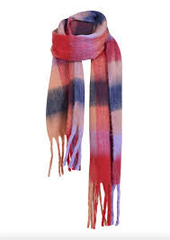 CC Heart Big Check Scarf In Red/Nude Mix - the tartan fox