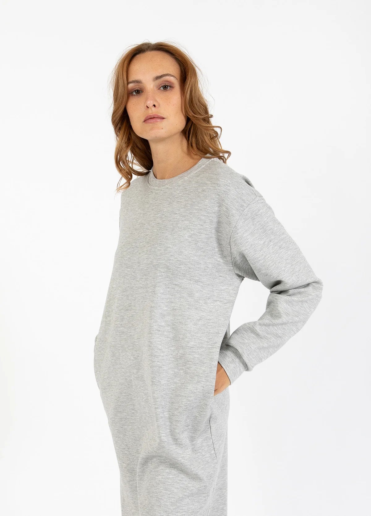 CC Heart Billie Sweat Dress in Light Grey Melange - the tartan fox