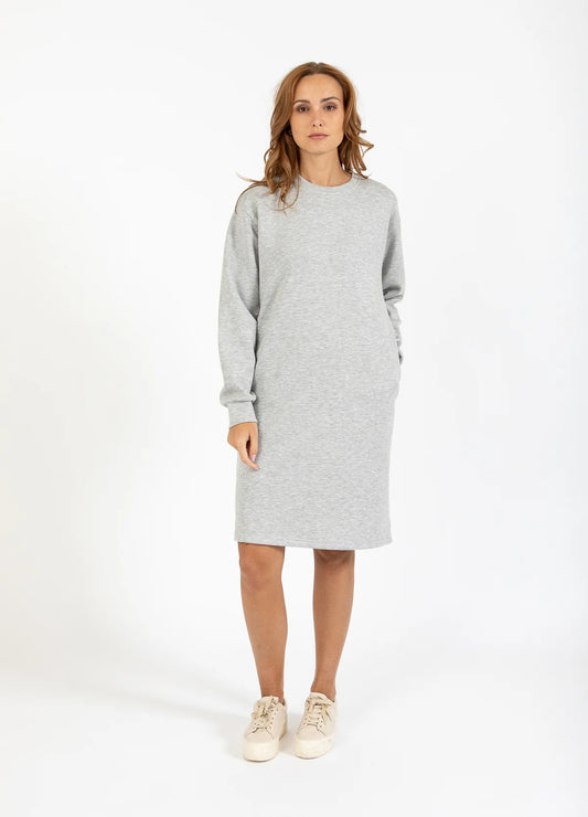 CC Heart Billie Sweat Dress in Light Grey Melange - the tartan fox