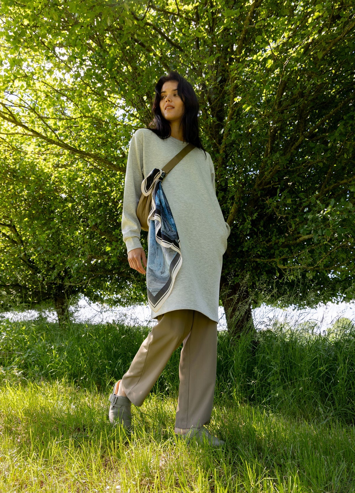 CC Heart Billie Sweat Dress in Light Grey Melange - the tartan fox