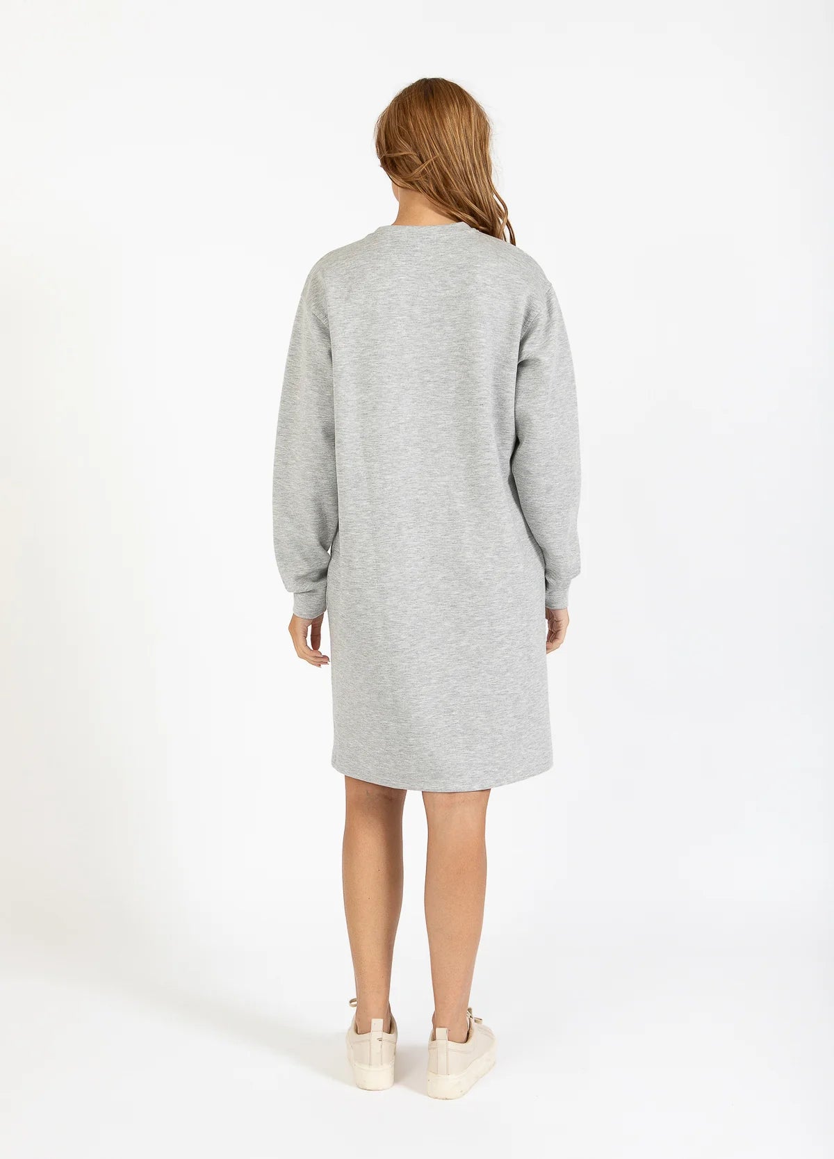 CC Heart Billie Sweat Dress in Light Grey Melange - the tartan fox