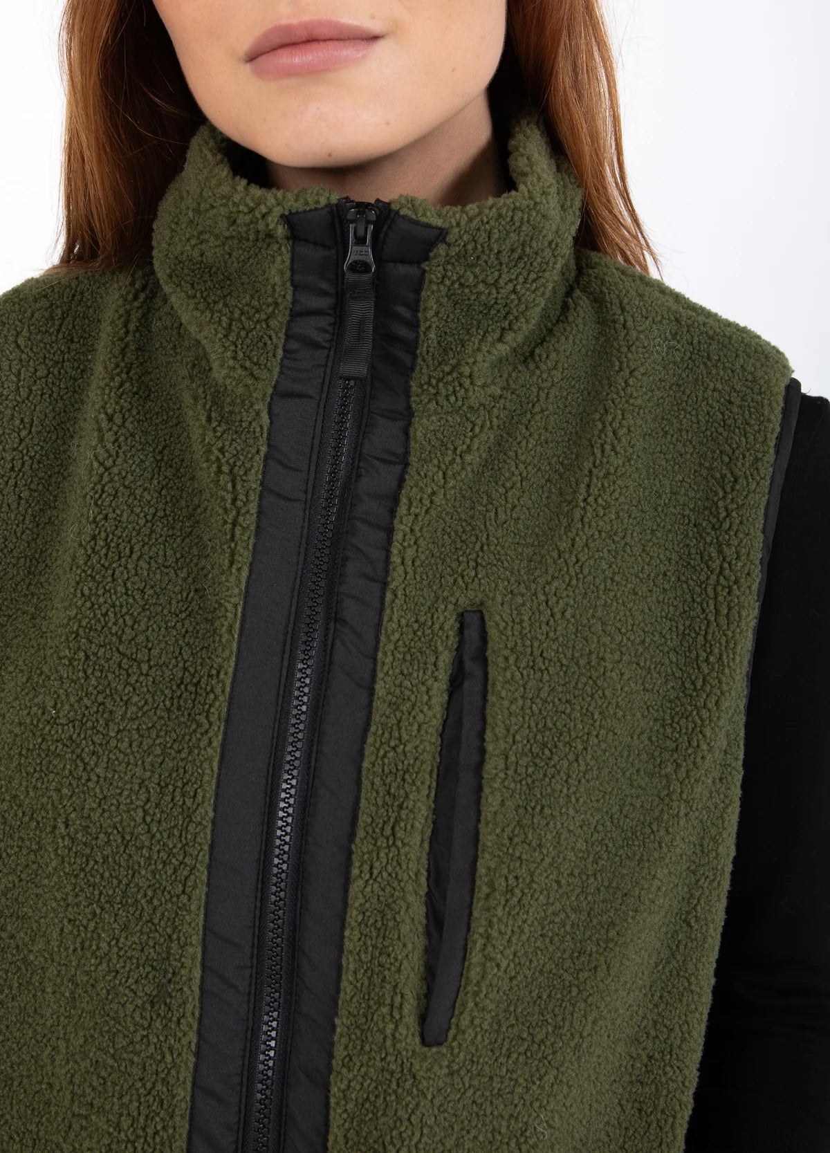 CC Heart Lennon Mix Pile Waistcoat in Army/Black - the tartan fox