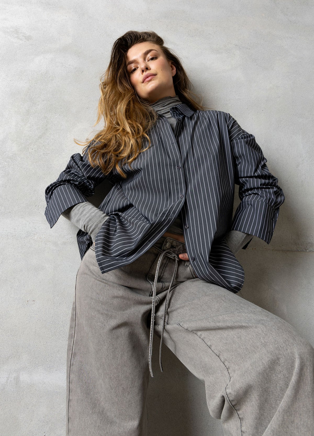 CC Heart Quinn Loose Denim Pants in Grey Denim - the tartan fox