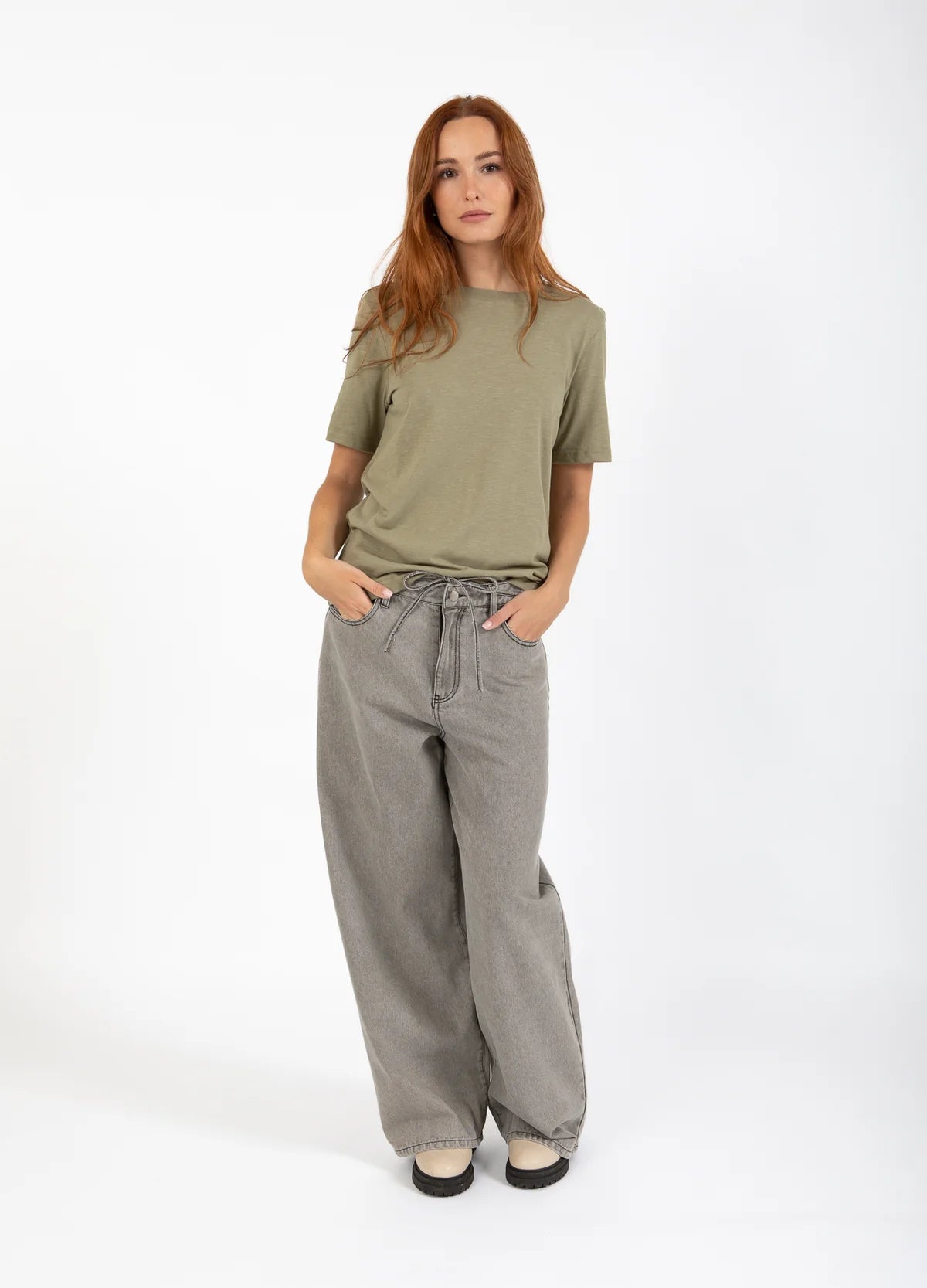 CC Heart Quinn Loose Denim Pants in Grey Denim - the tartan fox