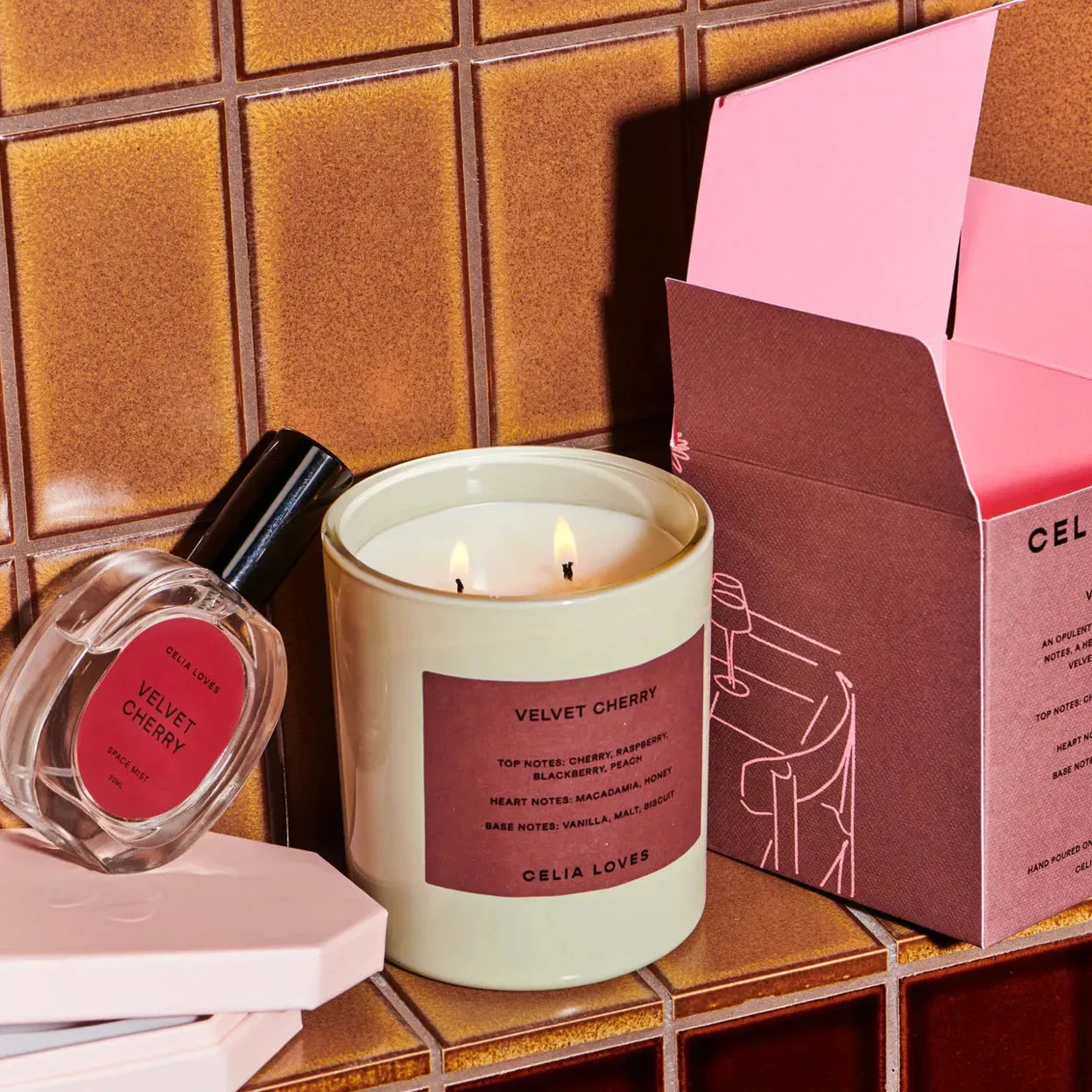 Celia Loves Velvet Cherry Candle - the tartan fox