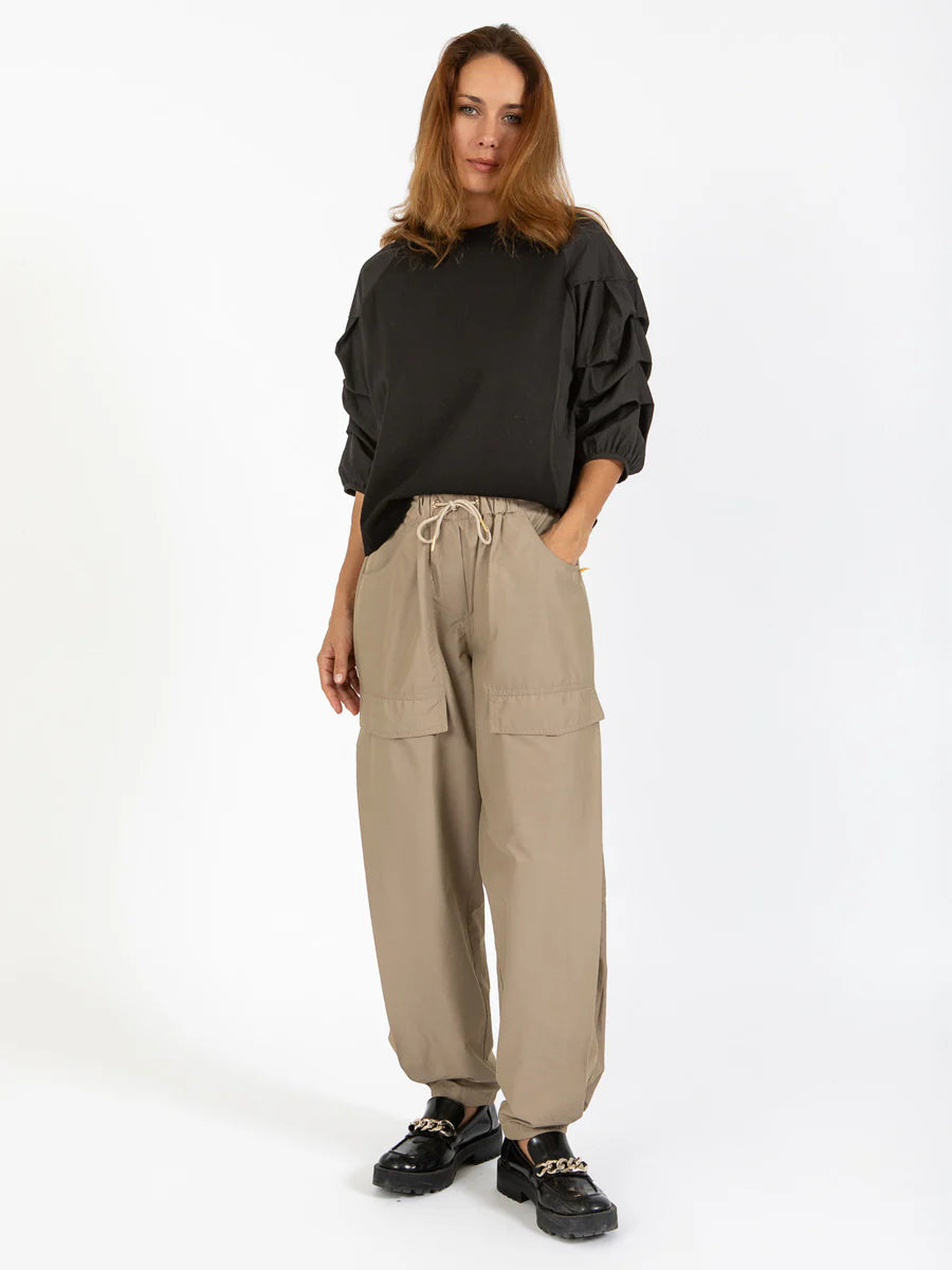 COSTER Blouse mix with Puffy Sleeve in Black - the tartan fox