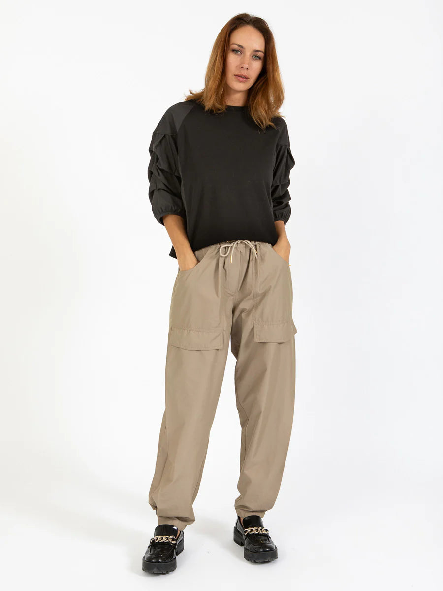 COSTER Blouse mix with Puffy Sleeve in Black - the tartan fox
