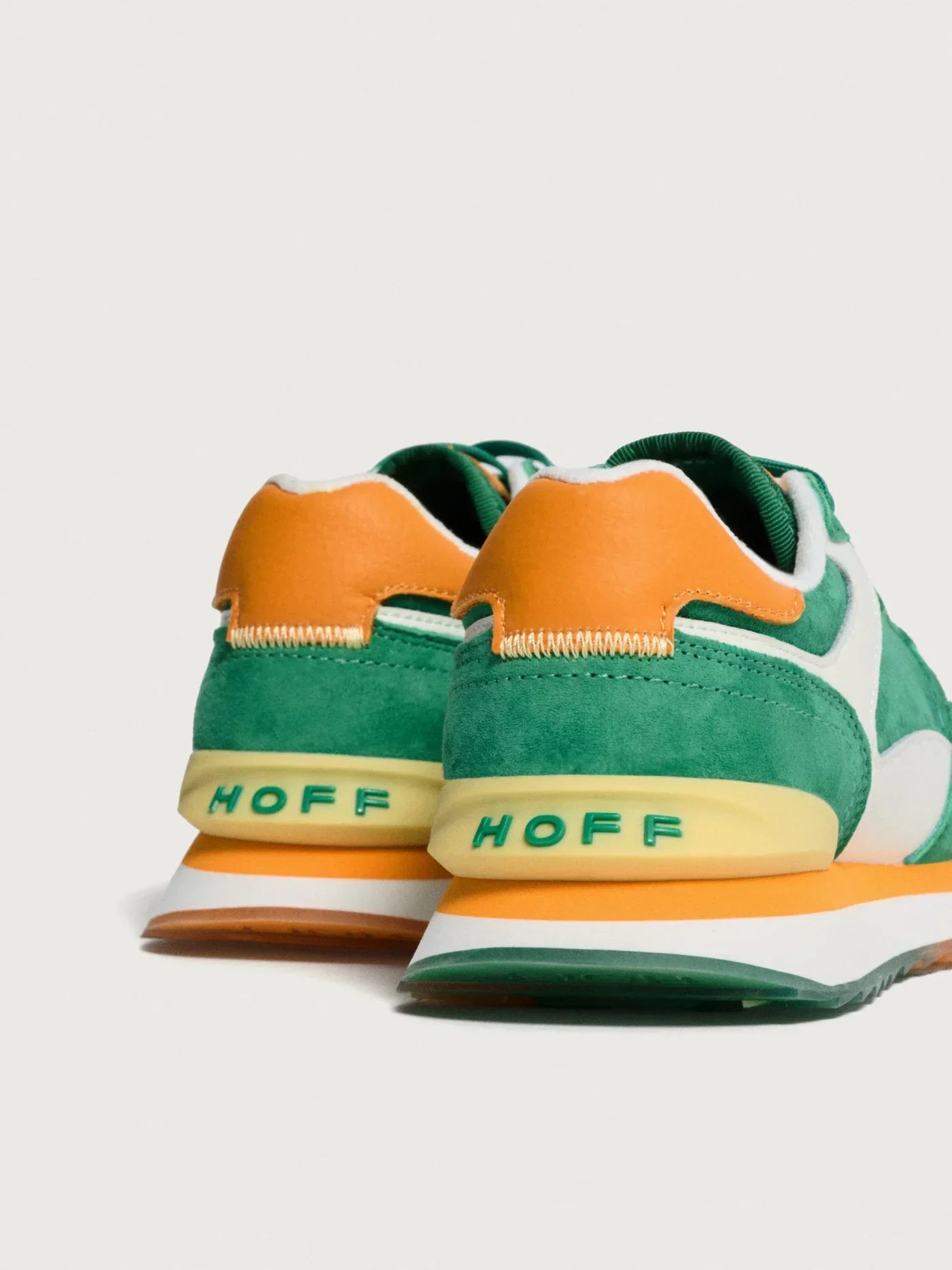 Green and orange HOFF sneakers with bold color blocking and retro design for women's fashion