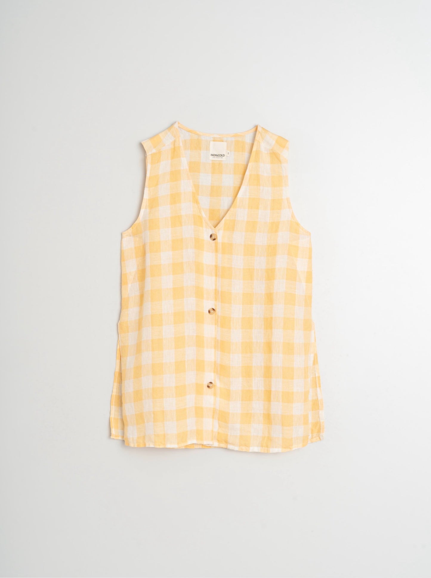 Indi and Cold Retro Vichy Top in Mandarina