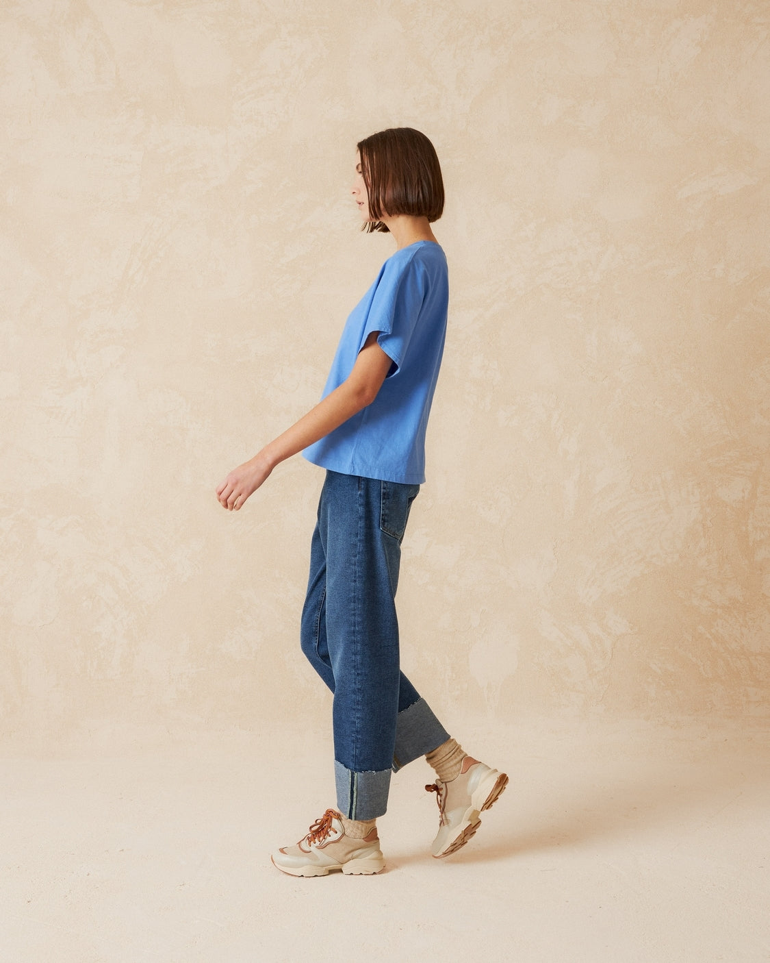 Indi & Cold Rolled Hem Straight Leg Denim Pant in Tejano Blue - the tartan fox