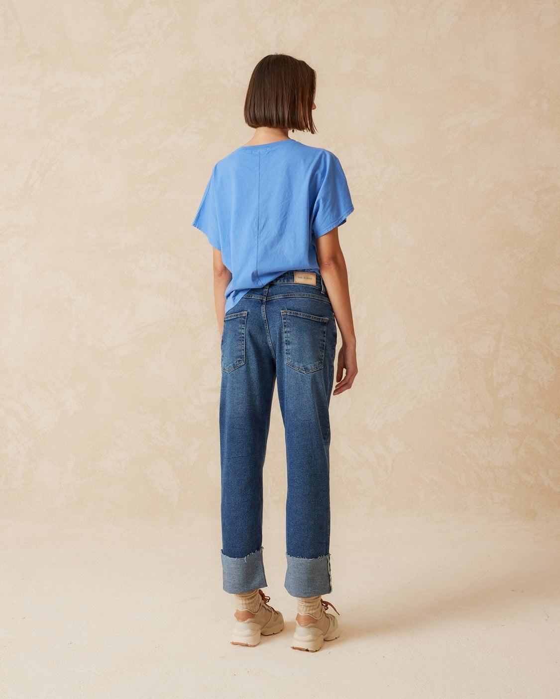 Indi & Cold Rolled Hem Straight Leg Denim Pant in Tejano Blue - the tartan fox