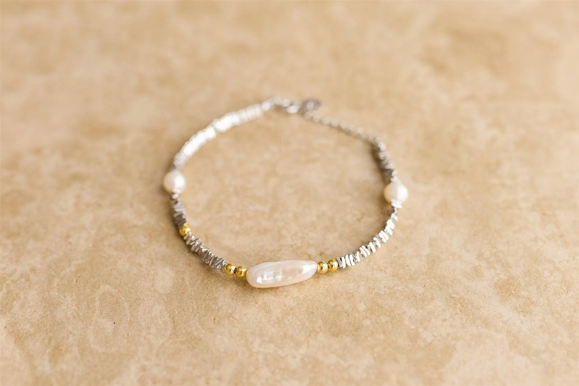 Indigo and Wolfe Luana Baroque Pearl S925 Sterling Silver Crushed Bracelet - the tartan fox