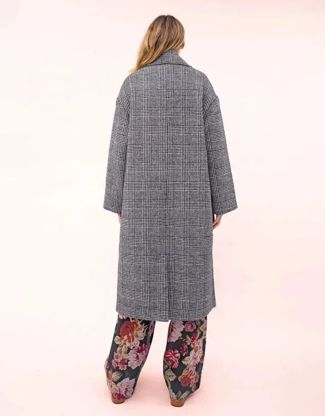 Kachel Julia Check Coat in Black/White Check - the tartan fox