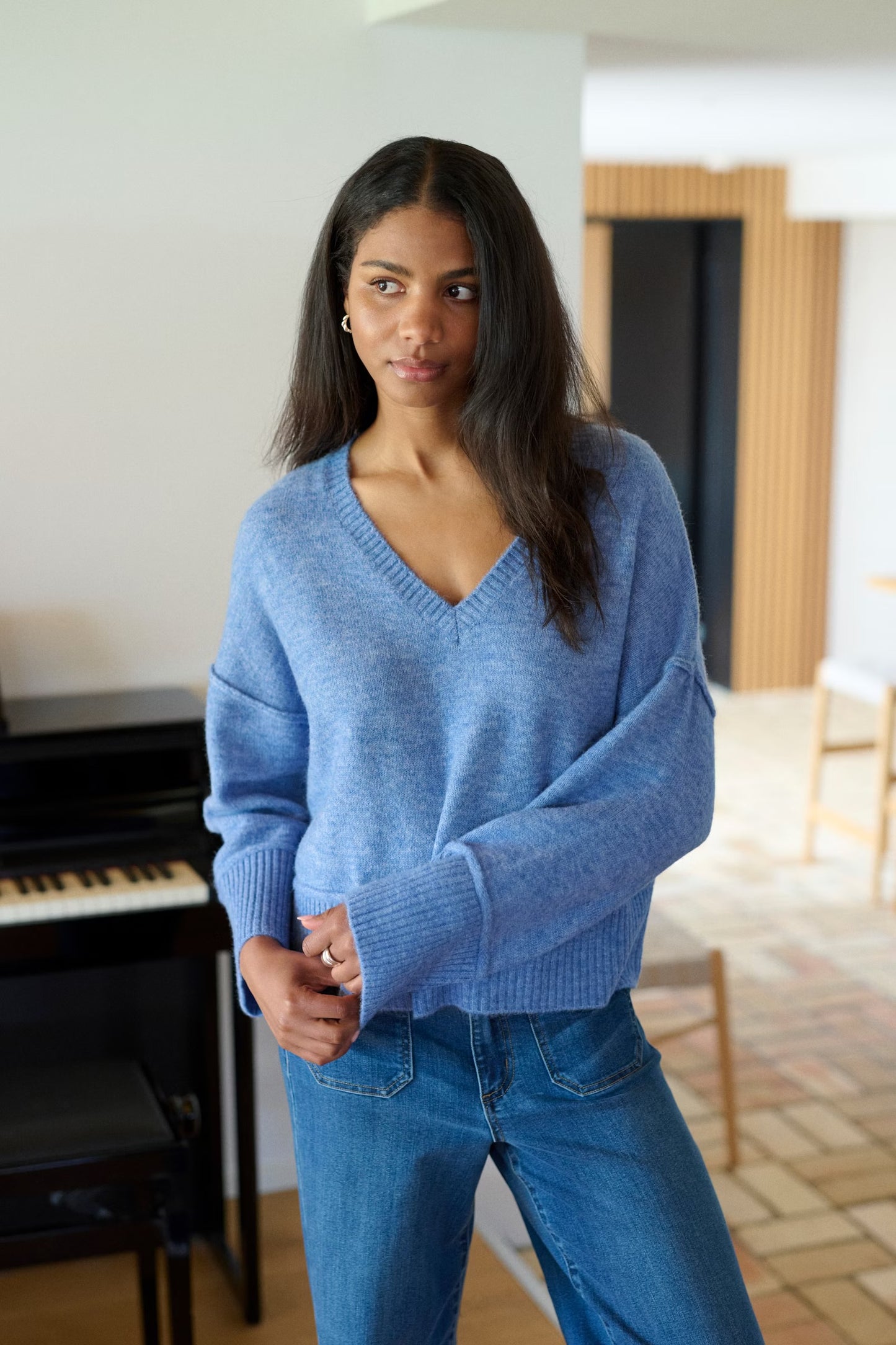 KAFFE KAfridana Pullover in Ebb and Flow Melange - the tartan fox