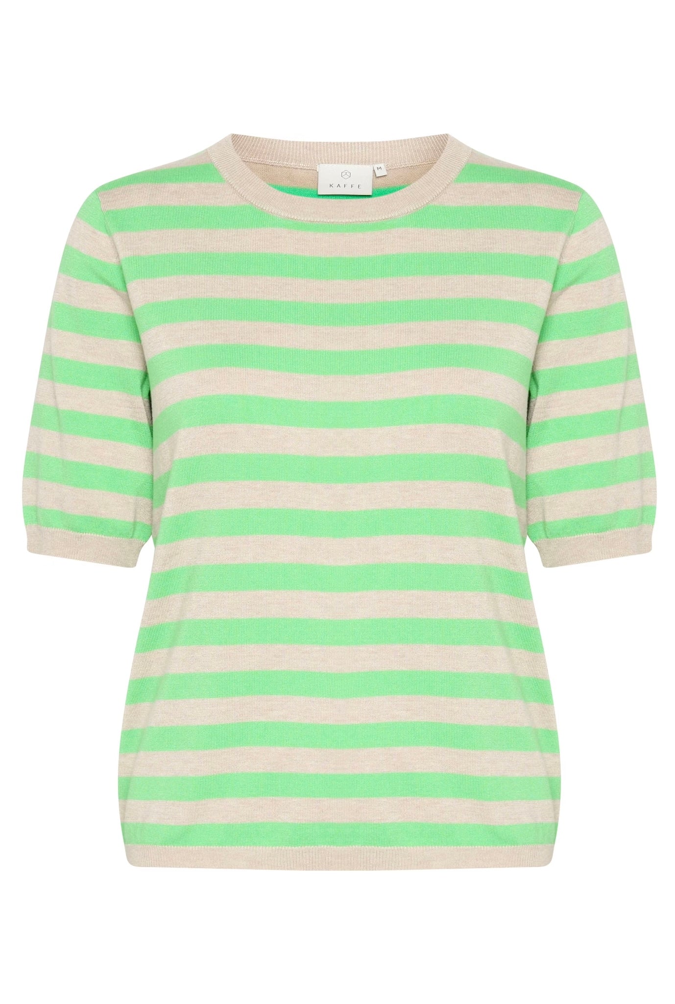 Kaffe KAlizza Striped Knit in Feather Gray Mel/Green - the tartan fox