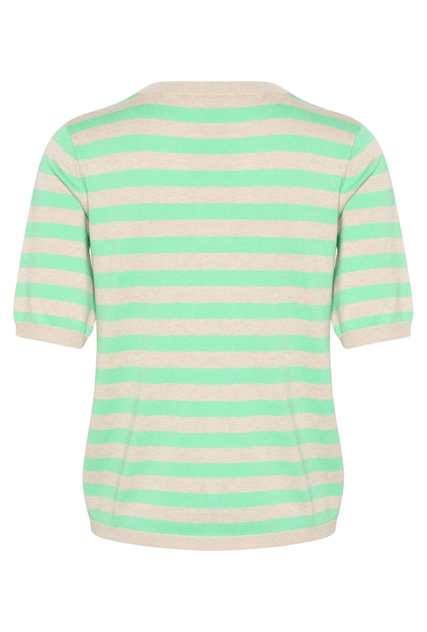 Kaffe KAlizza Striped Knit in Feather Gray Mel/Green - the tartan fox
