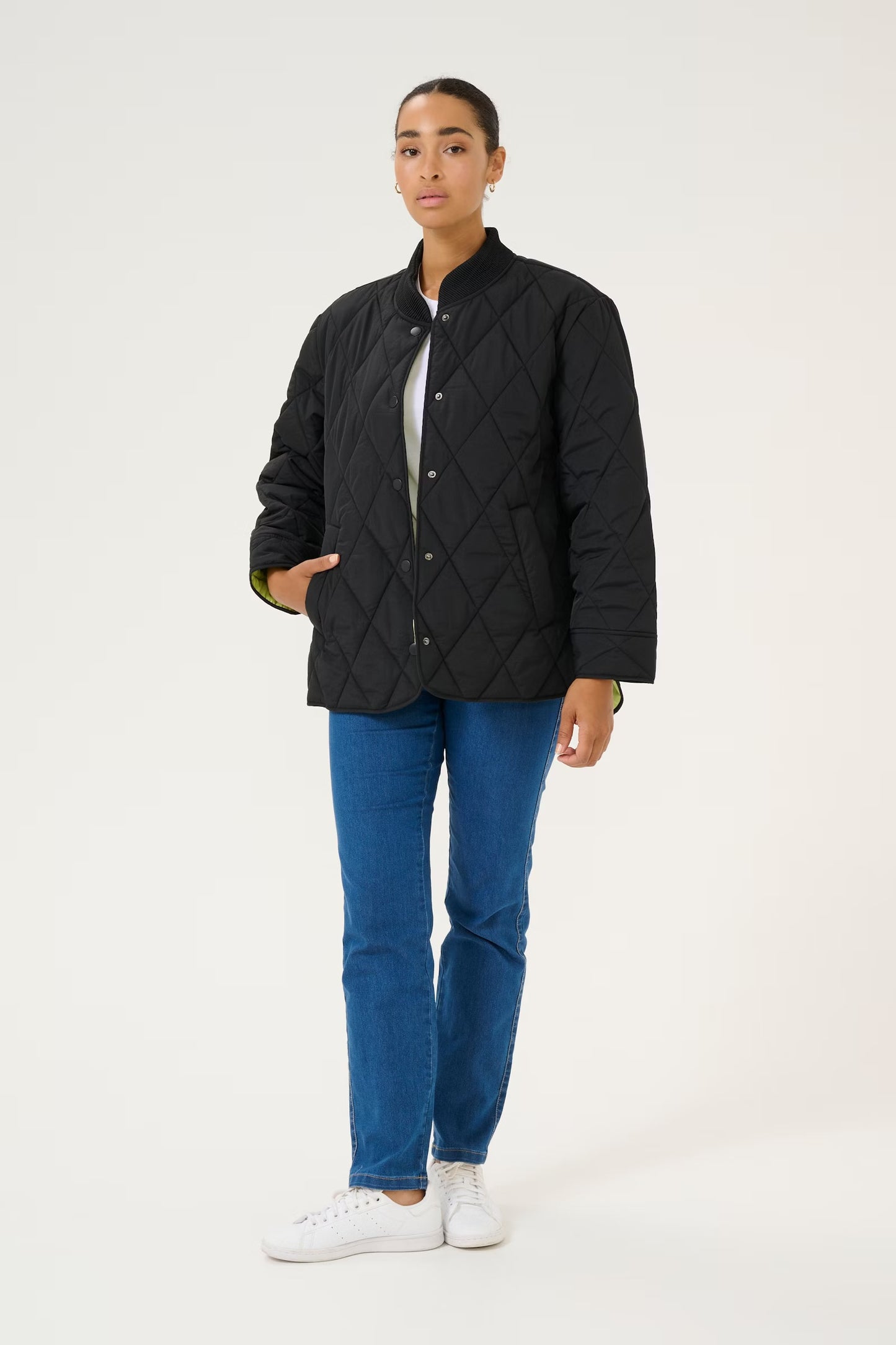 KAFFE Kalorena Quilted Jacket in Black Deep - the tartan fox
