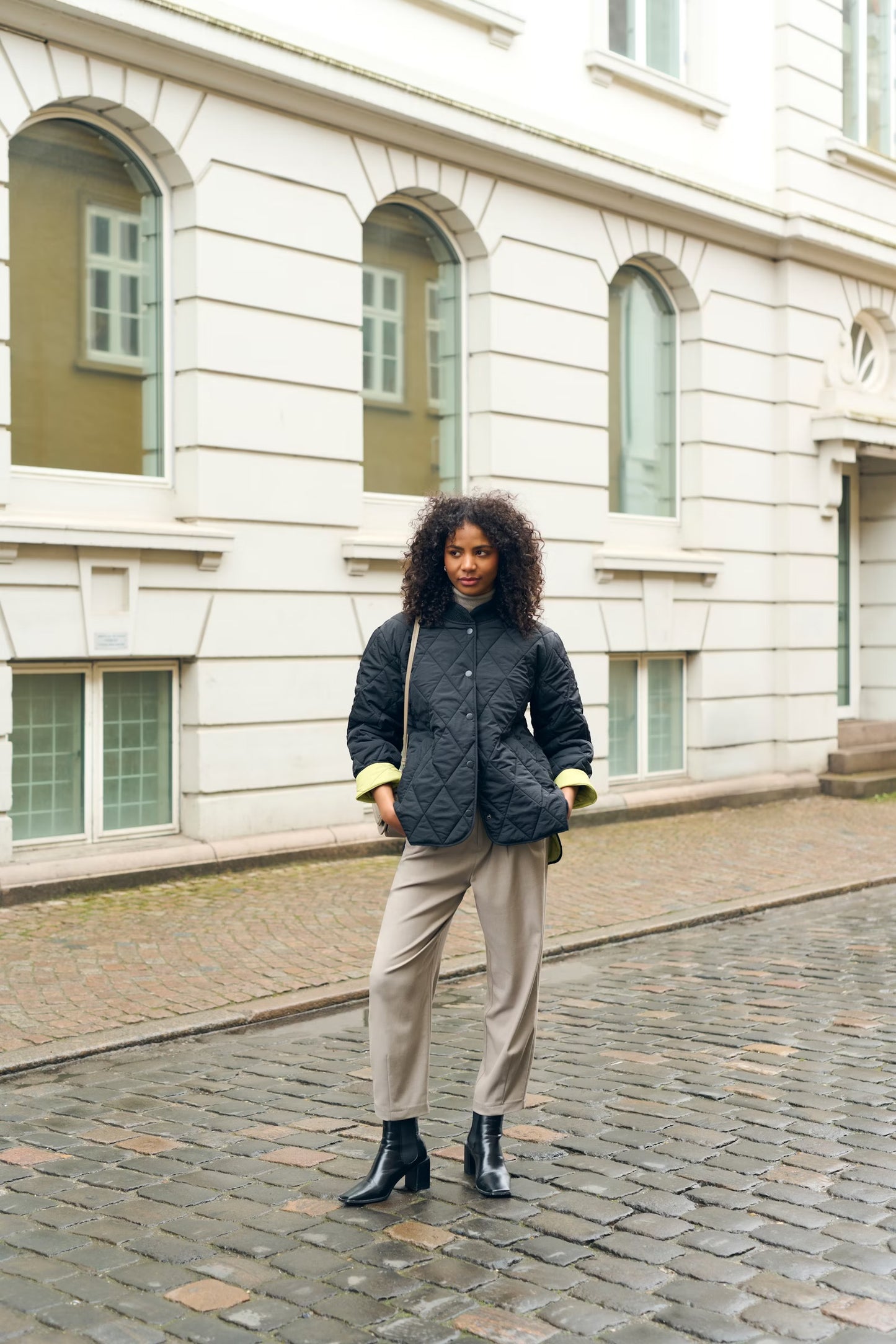 KAFFE Kalorena Quilted Jacket in Black Deep - the tartan fox