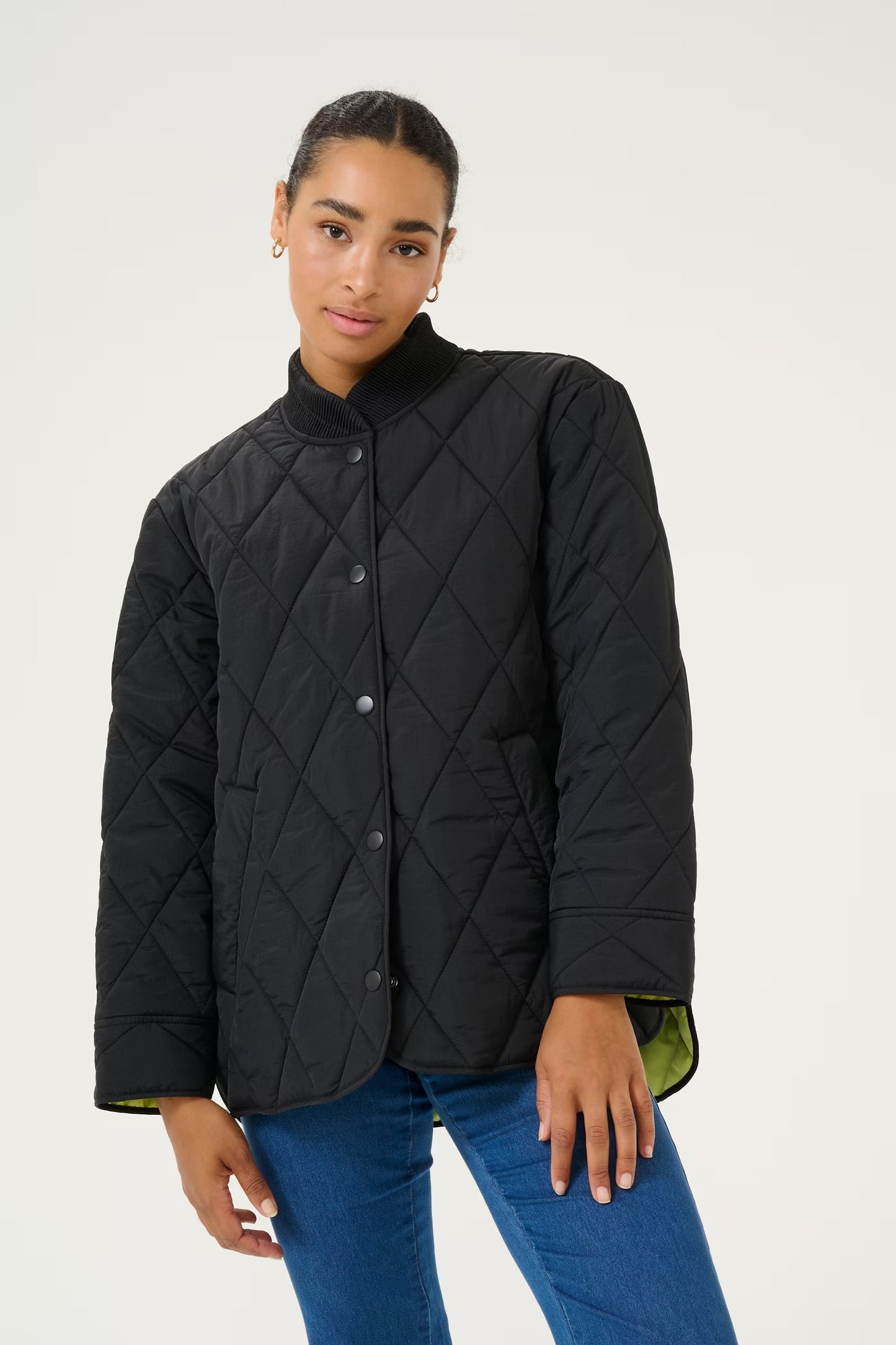 KAFFE Kalorena Quilted Jacket in Black Deep - the tartan fox