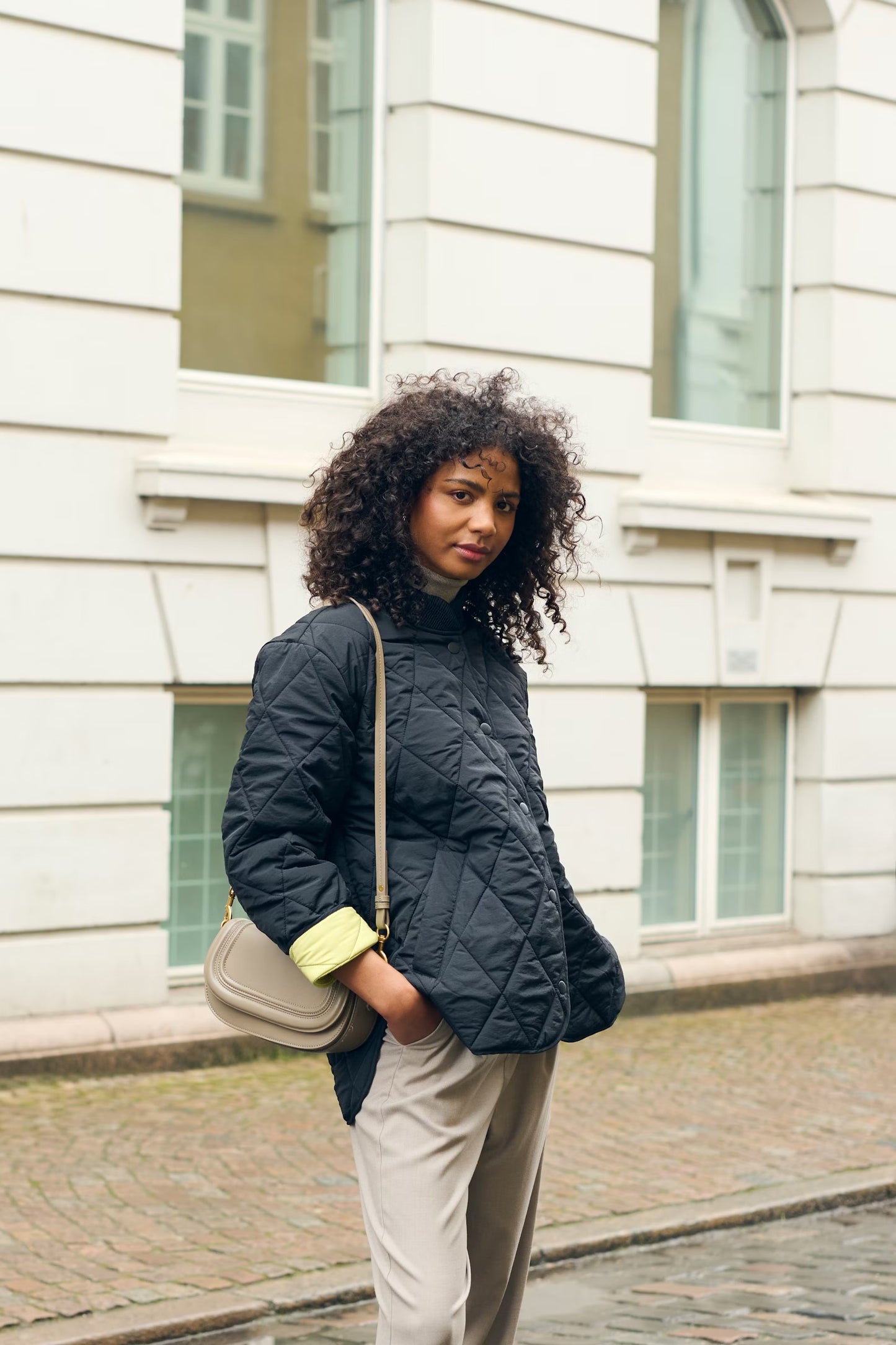 KAFFE Kalorena Quilted Jacket in Black Deep - the tartan fox