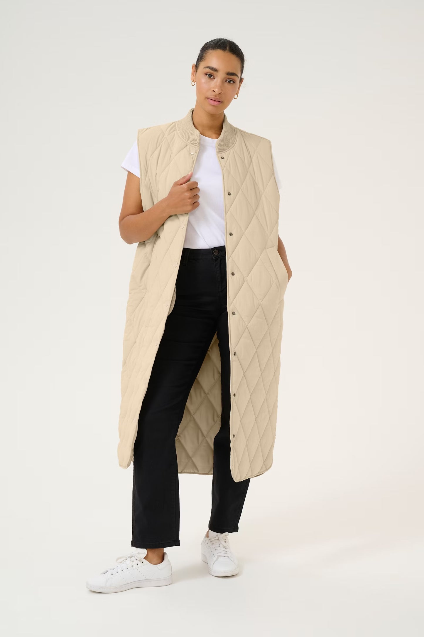 KAFFE KAlorena Quilted Waistcoat in Feather Grey - the tartan fox