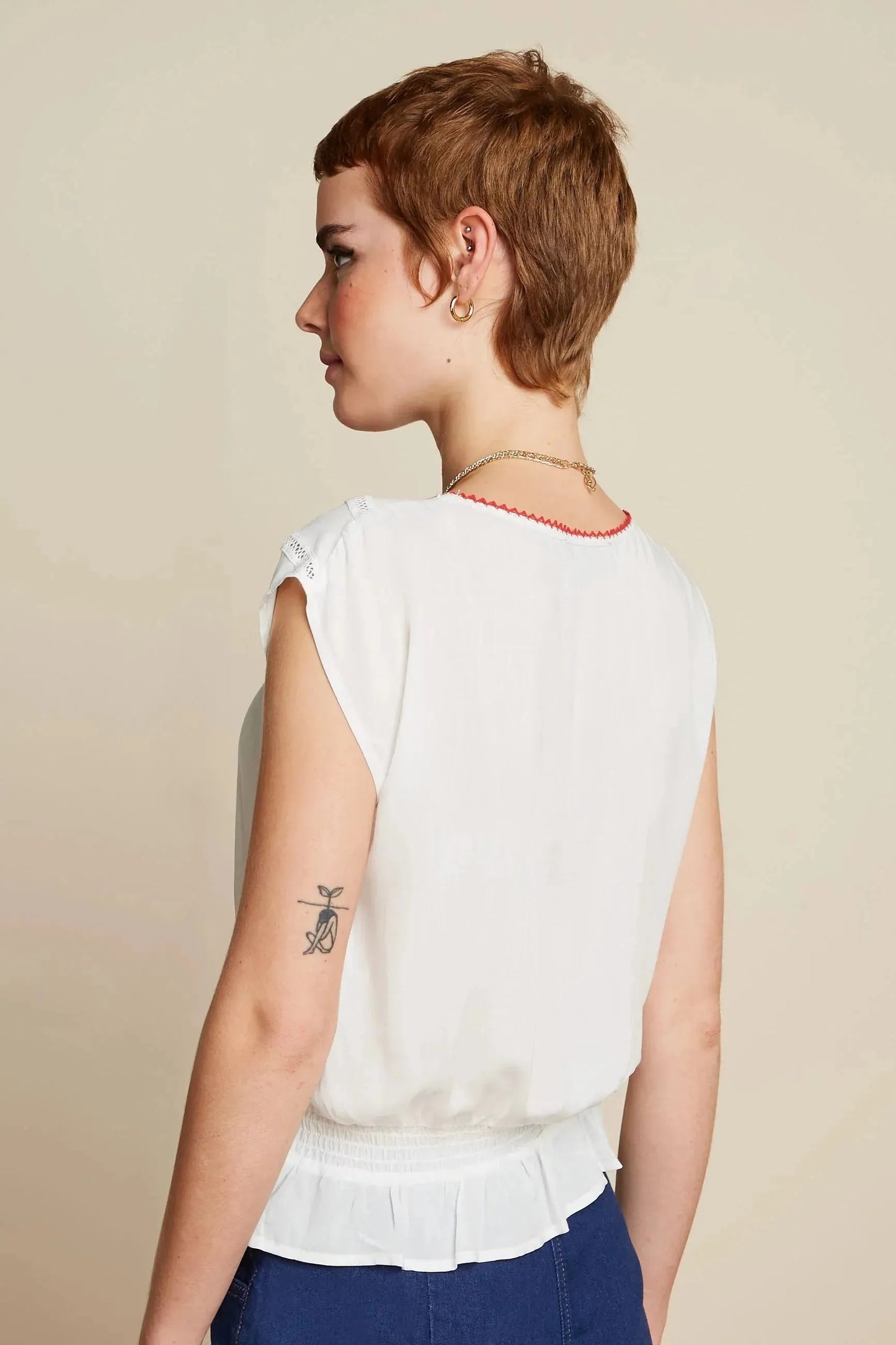 King Louie Selly Top Citrine Embroidery in Cream - the tartan fox