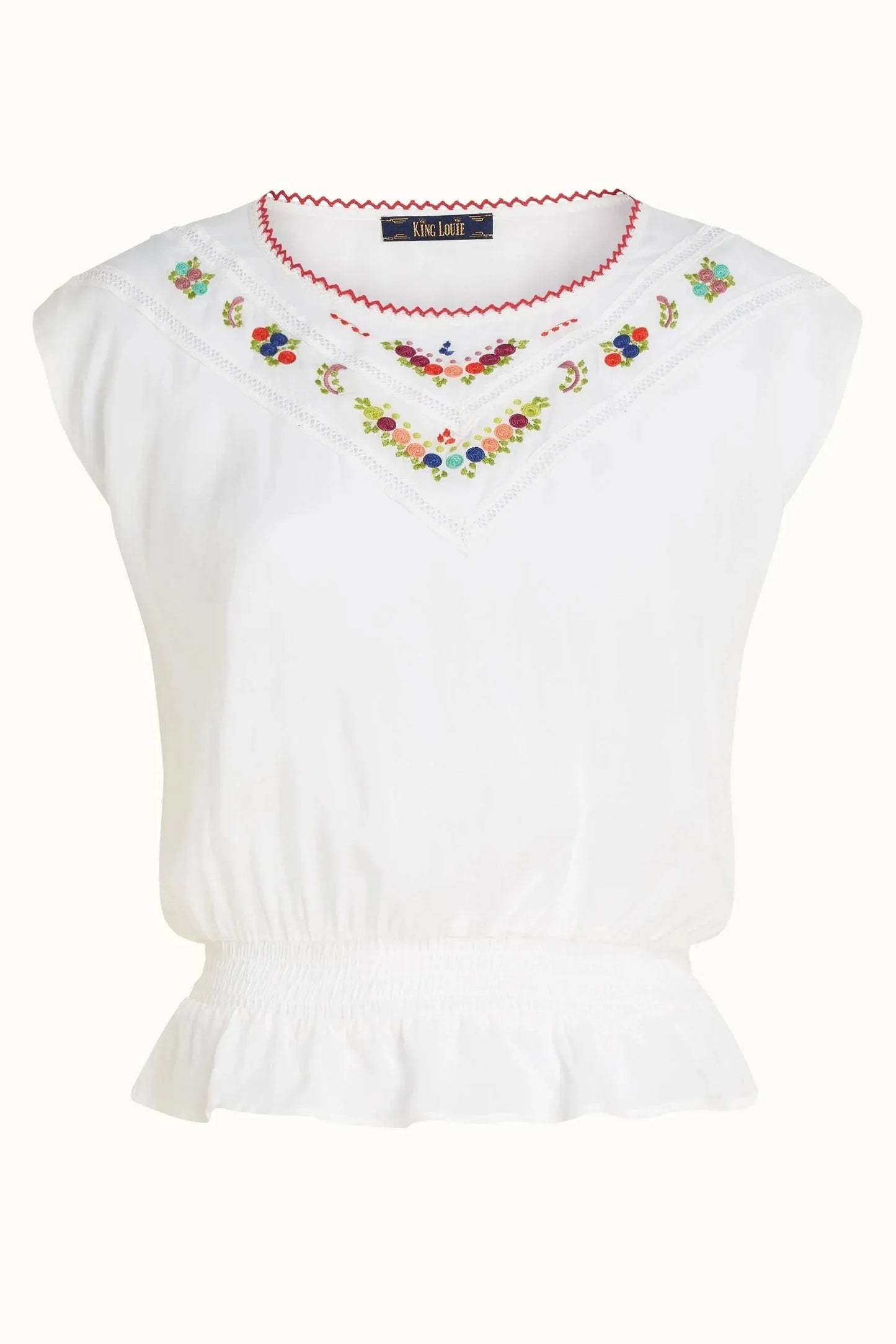 King Louie Selly Top Citrine Embroidery in Cream - the tartan fox