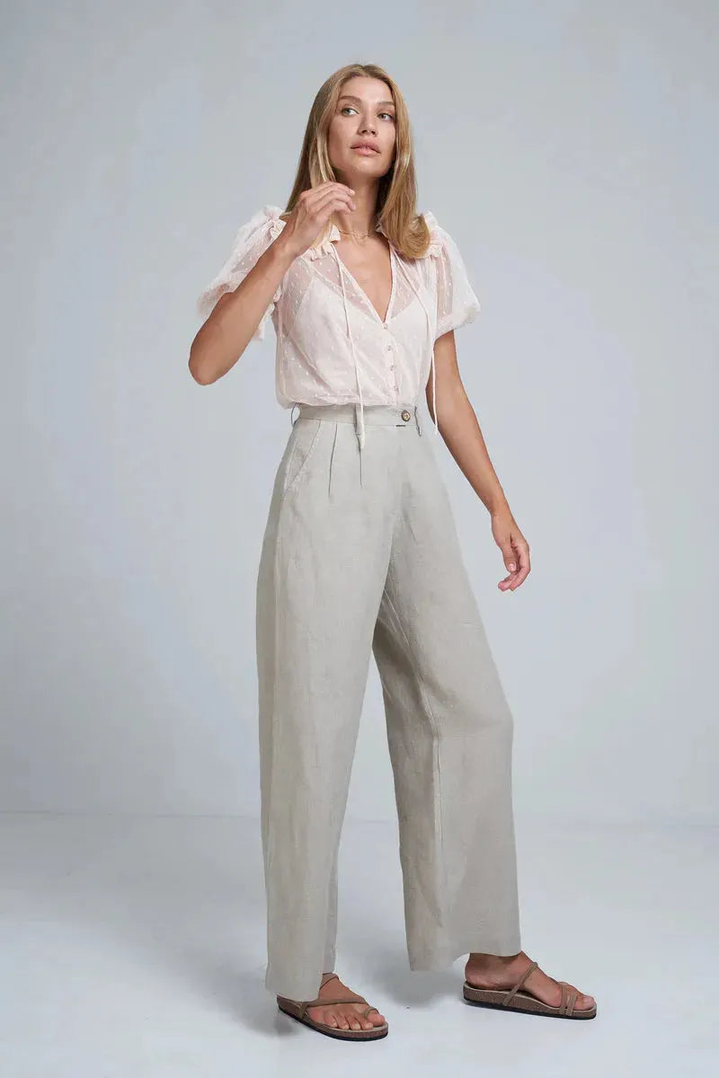Lilya Day Linen Pant in Natural - the tartan fox