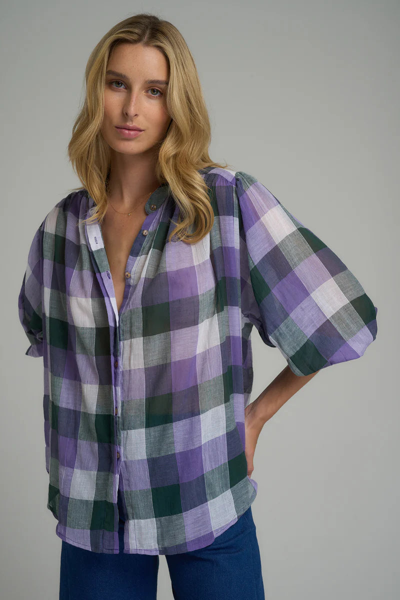 Lilya Newport Top in Hampshire Check Purple - the tartan fox