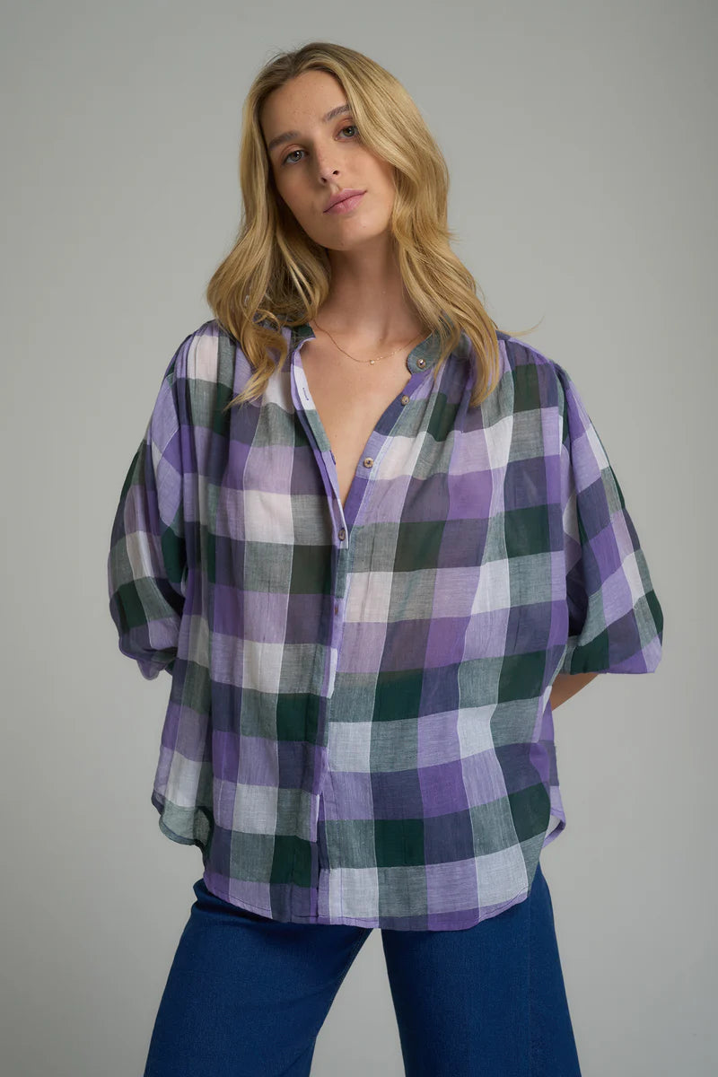 Lilya Newport Top in Hampshire Check Purple - the tartan fox