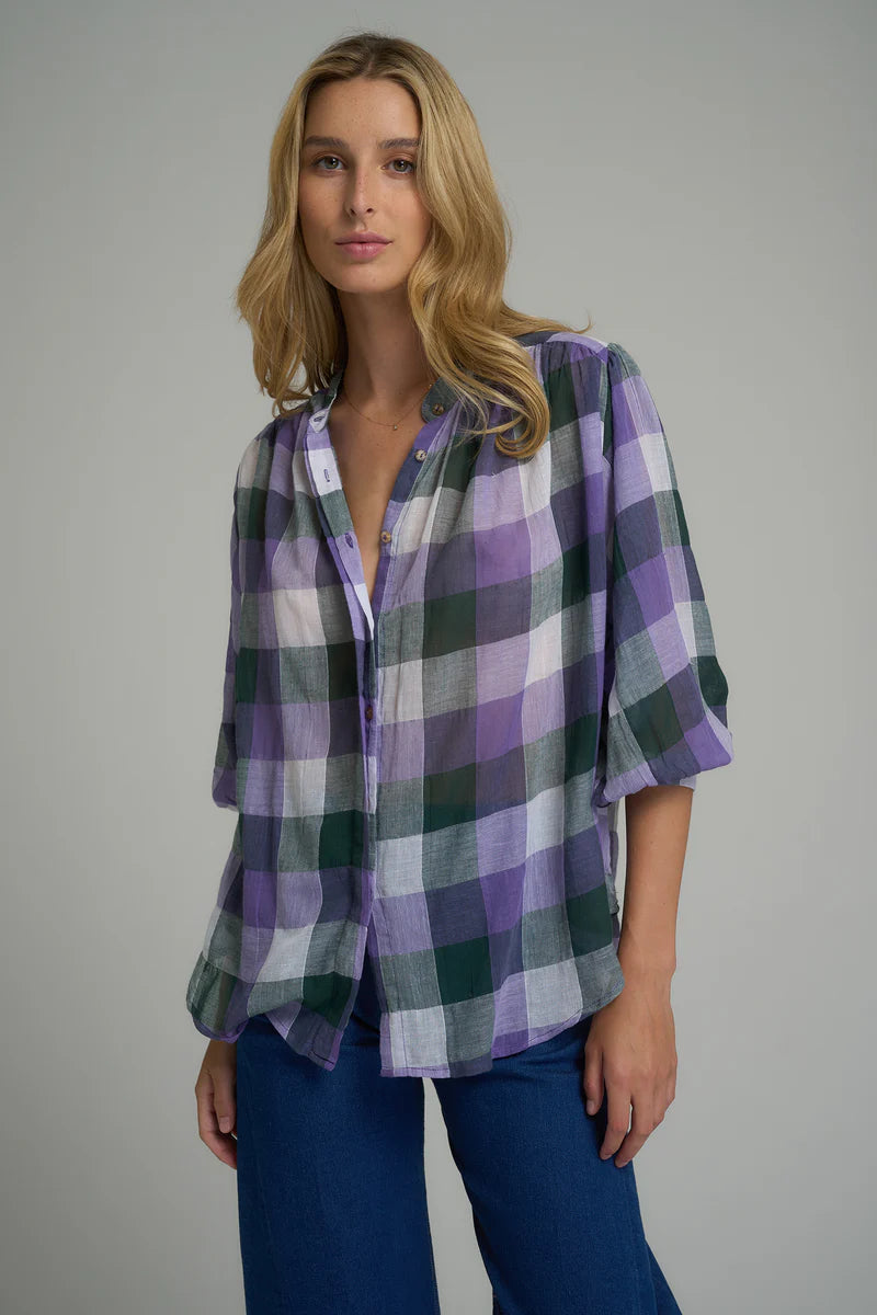 Lilya Newport Top in Hampshire Check Purple - the tartan fox