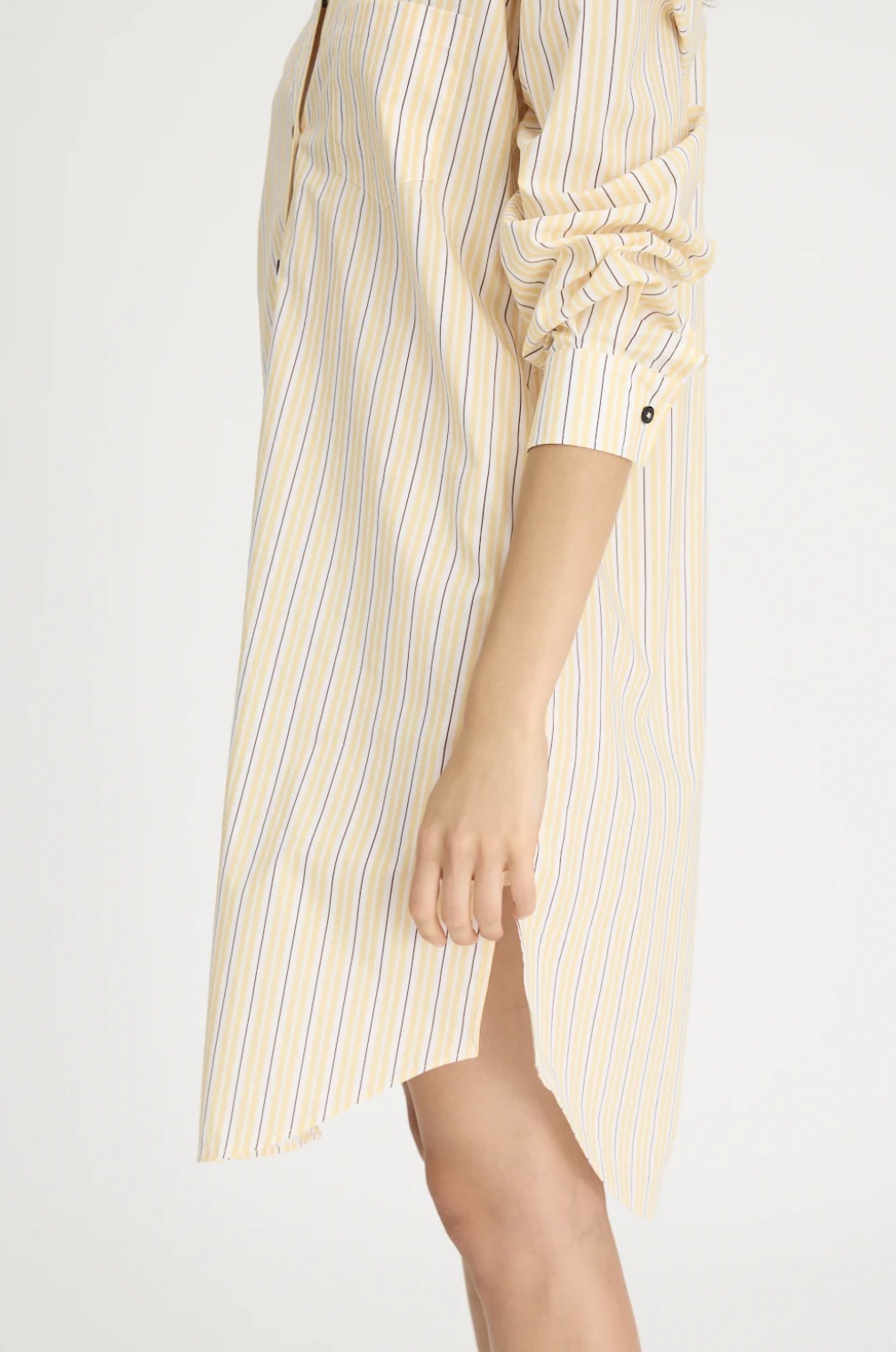LMND Chiara Midi Dress in Straw/Fudge/White Stripe