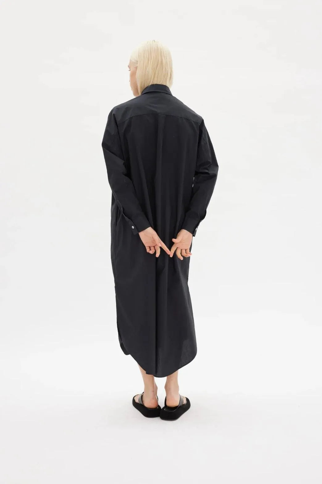 LMND Chiara Shirt Dress Maxi in Black - the tartan fox